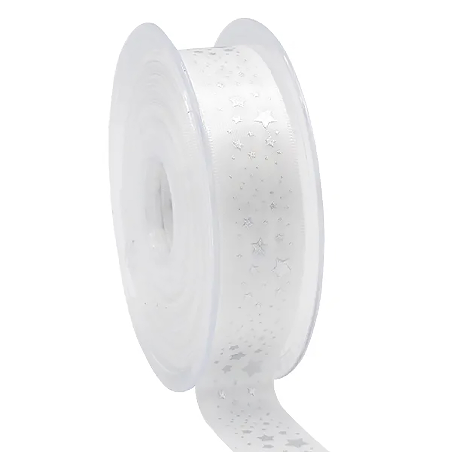 Picture of Rol satijnlint 23 mm 25 mtr Wonderful stars wit