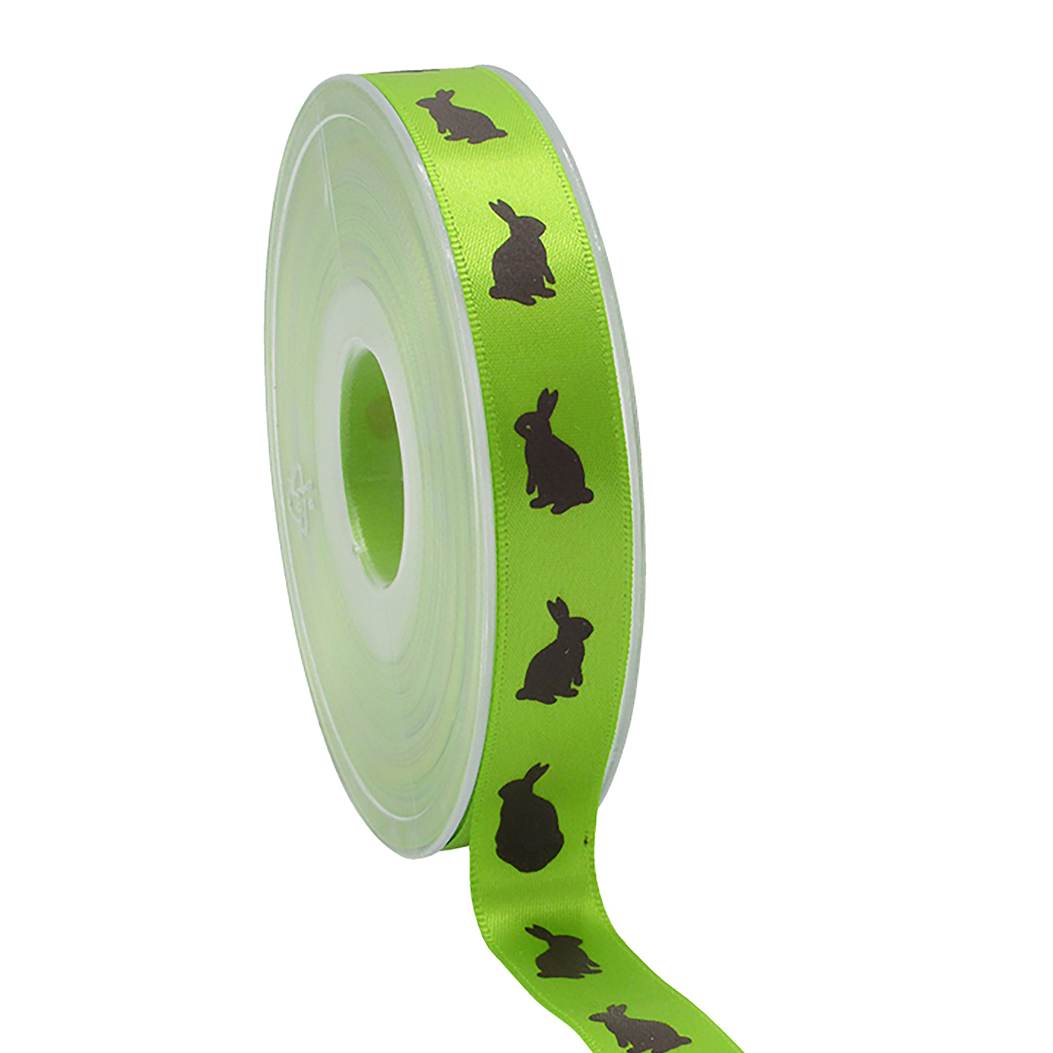 Afbeelding van Rol satijnlint 15 mm 25 mtr Bunny lentegroen/bruin