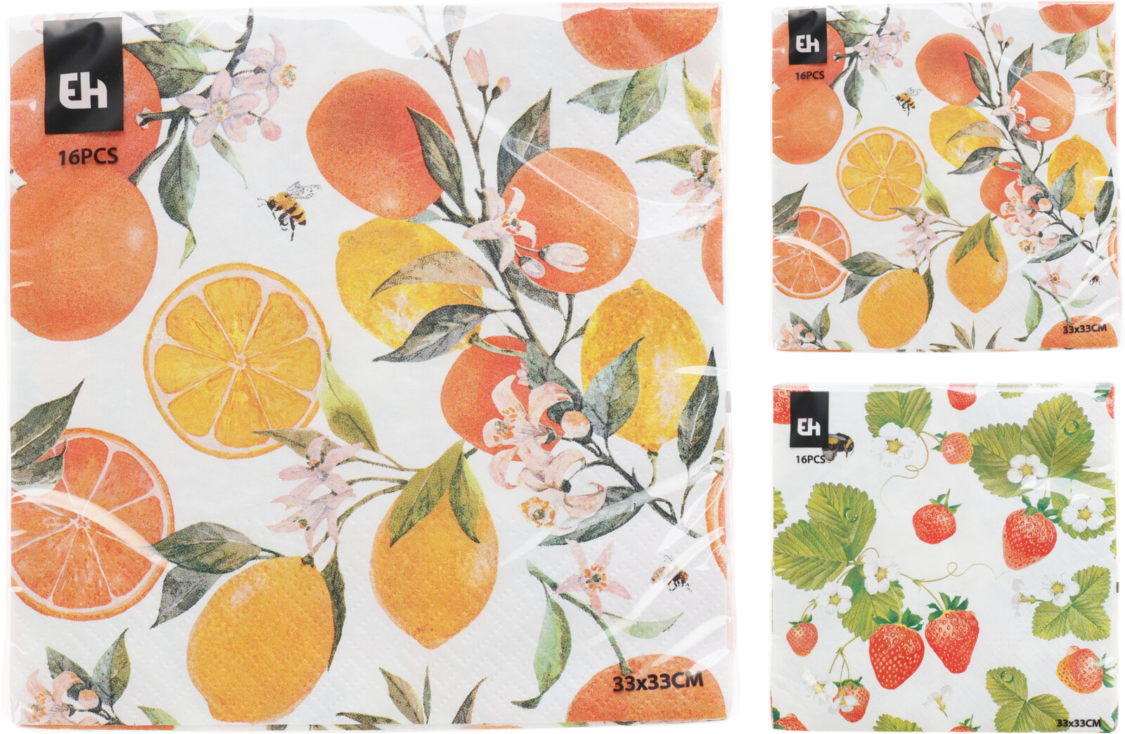 Picture of Pak à 16 servetten 33x33 cm fruit assorti