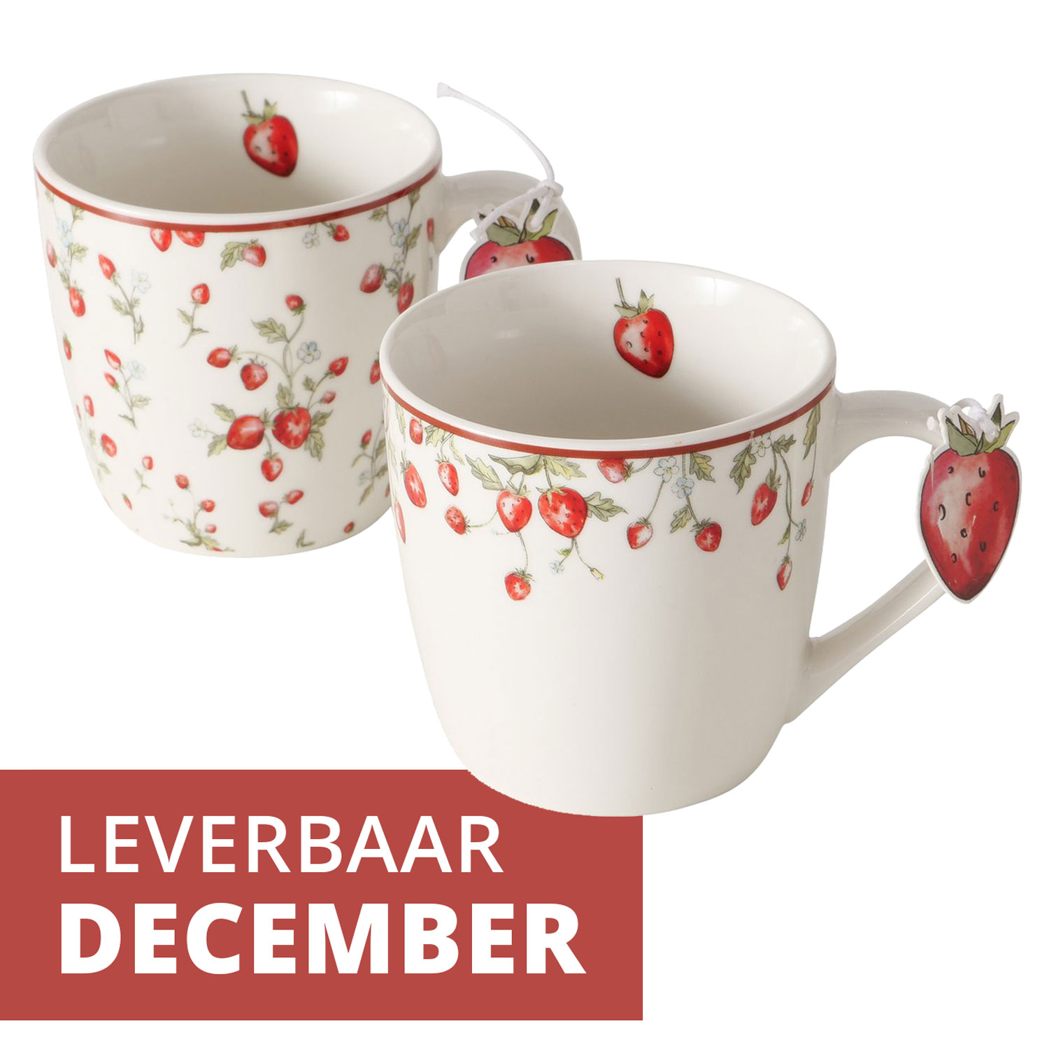 Picture of Mok keramiek 200 ml  Aardbeien assorti tucl (leverbaar in december)