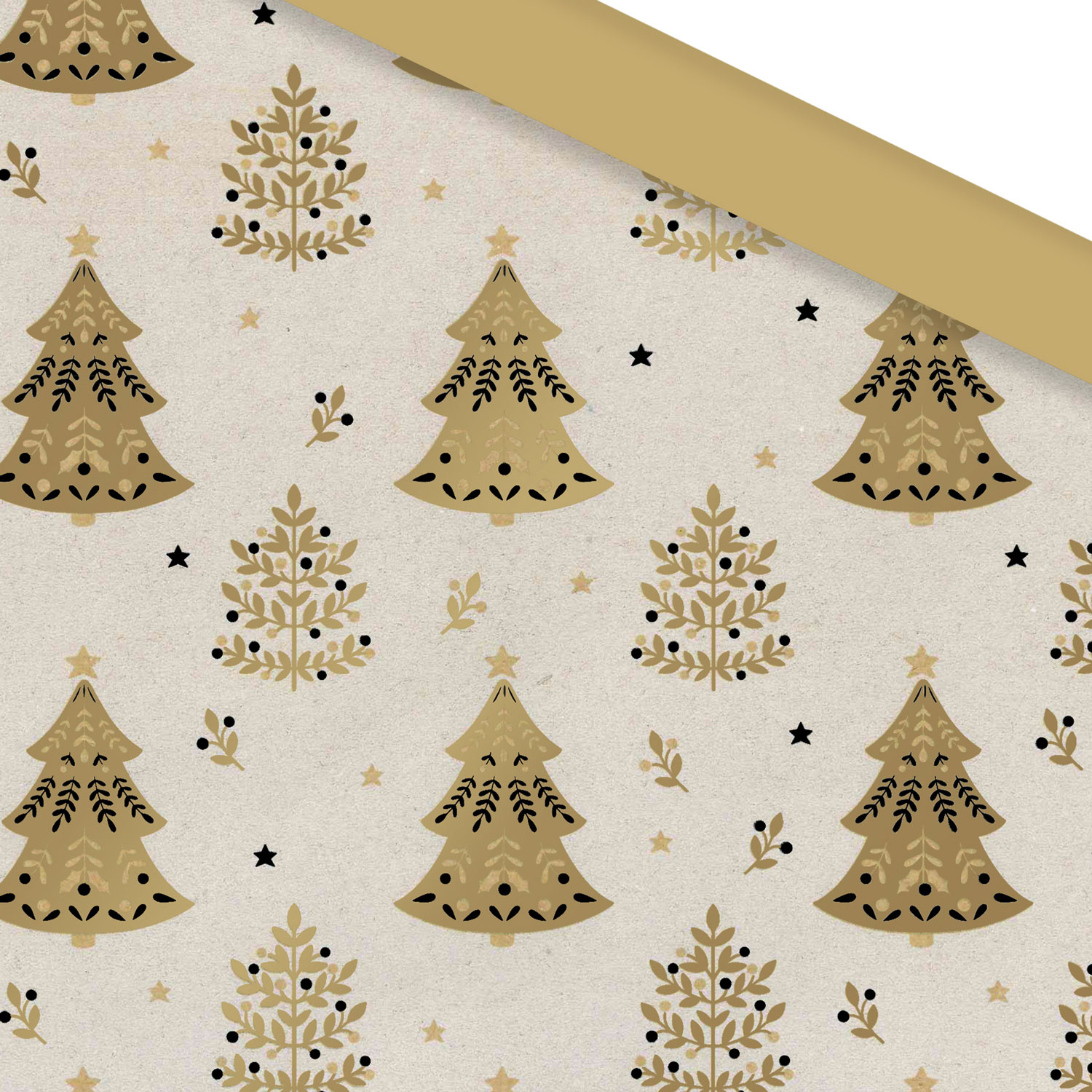 Afbeelding van Rol Kerstpapier 50 cm 100 mtr Kerst wit/goud