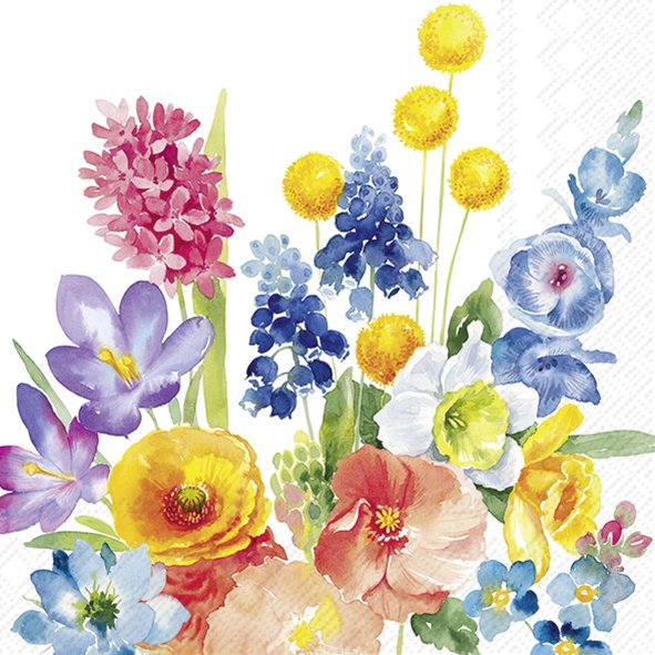 Afbeeldingen van Pak à 20 servetten 33x33 cm Bloemboeket (uc)