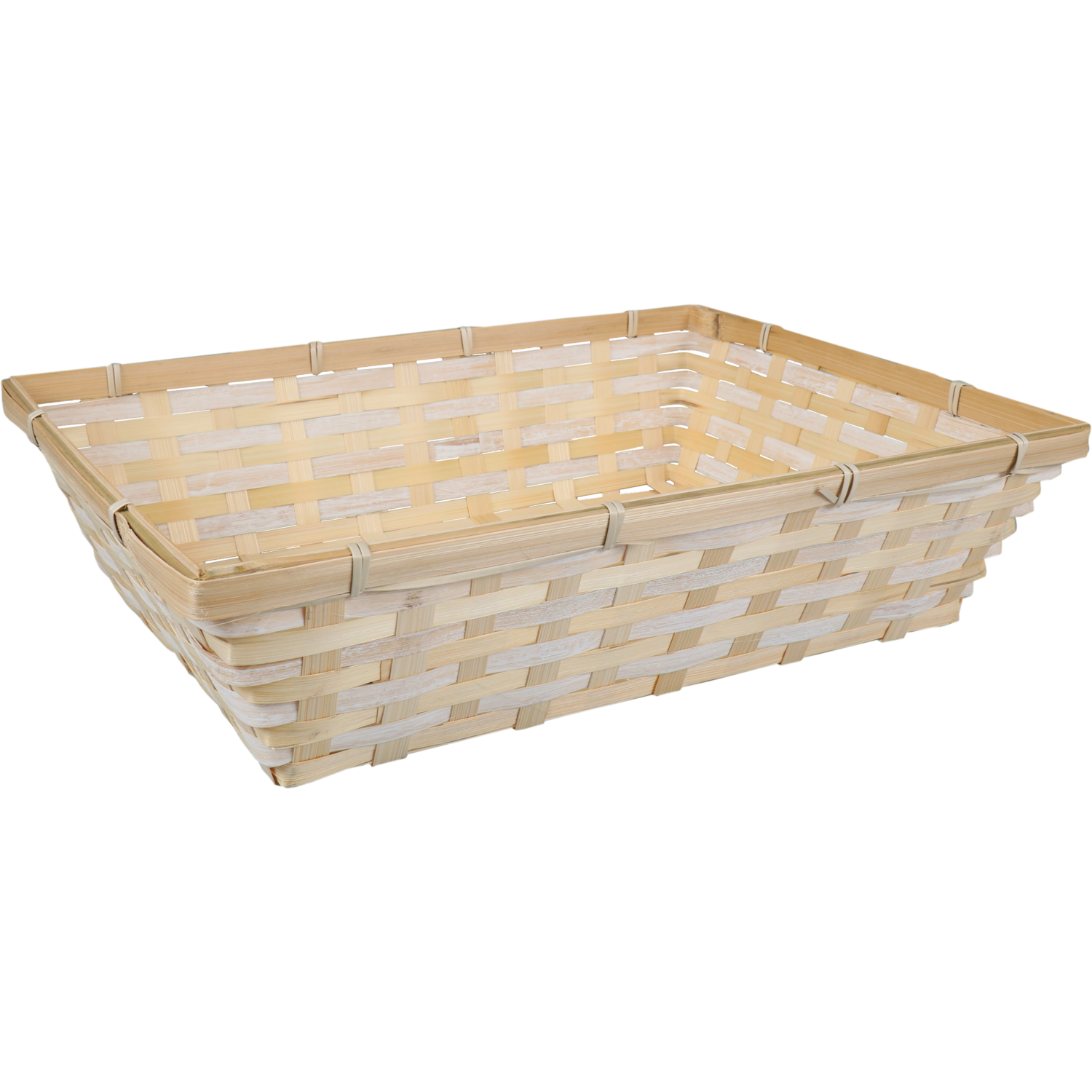 Afbeeldingen van Mand bamboe rechthoek 34x24x8 cm naturel/wit