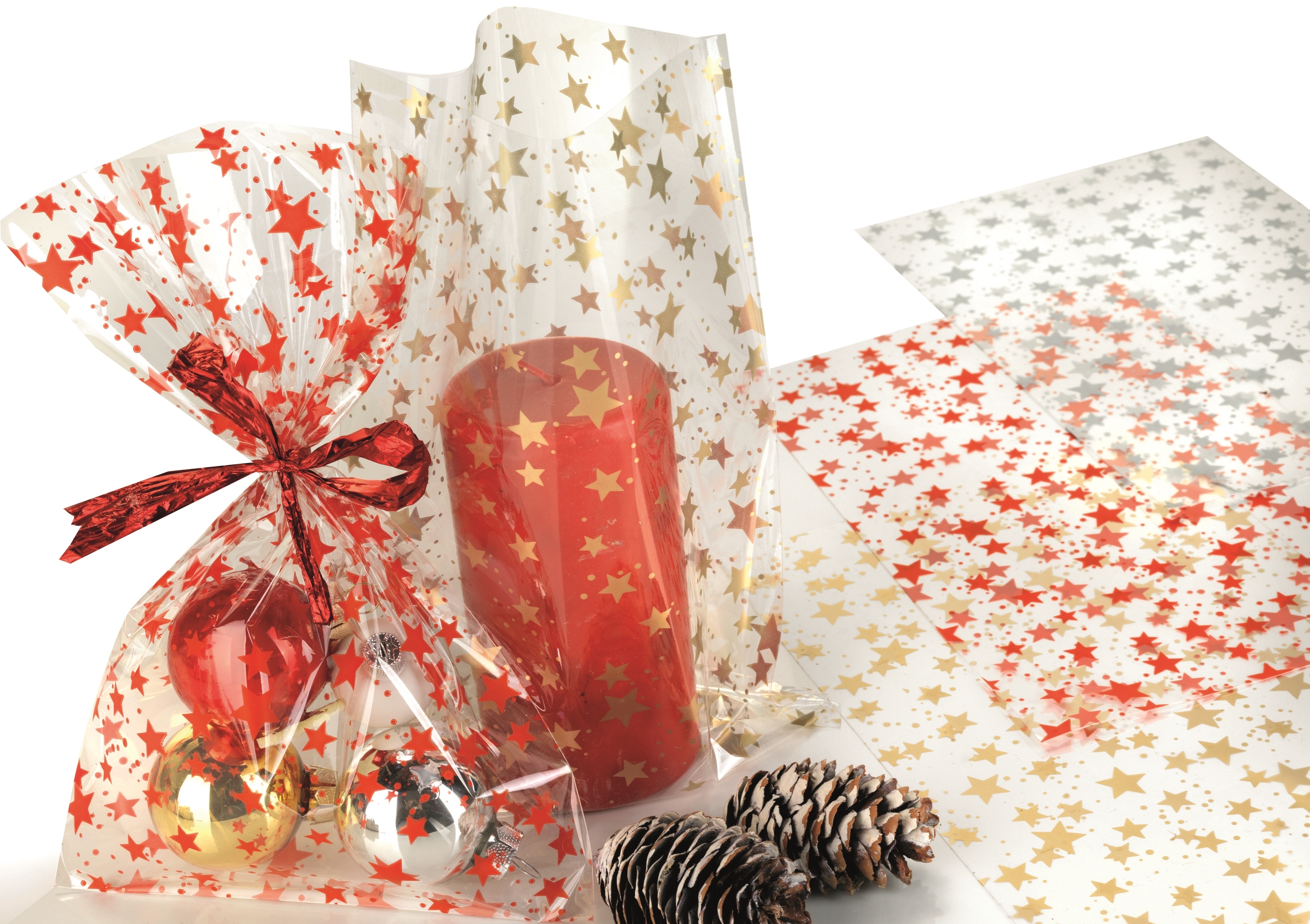 Afbeeldingen van Pak à 50 pp zak 45x60 cm 35 my sterren goud