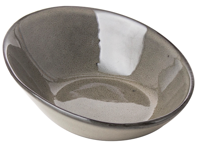 Afbeeldingen van Keramiek tapas schaaltje ovaal 18x14,5 cm Soenil donkergrijs
