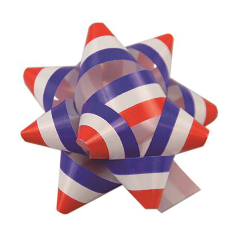 Afbeeldingen van Zak à 100 starbows r50mm 10mm rood/wit/blauw