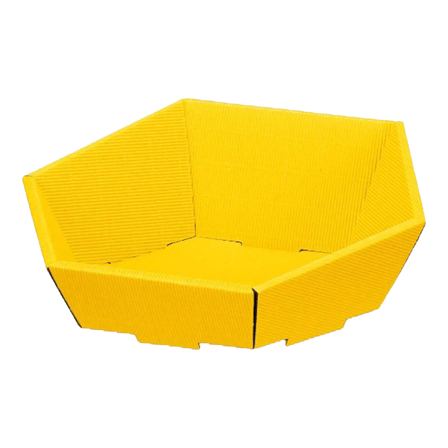 Afbeeldingen van Ds à 25 kartonnen bak 29x27x6/10,5 cm 6 kant open golf geel