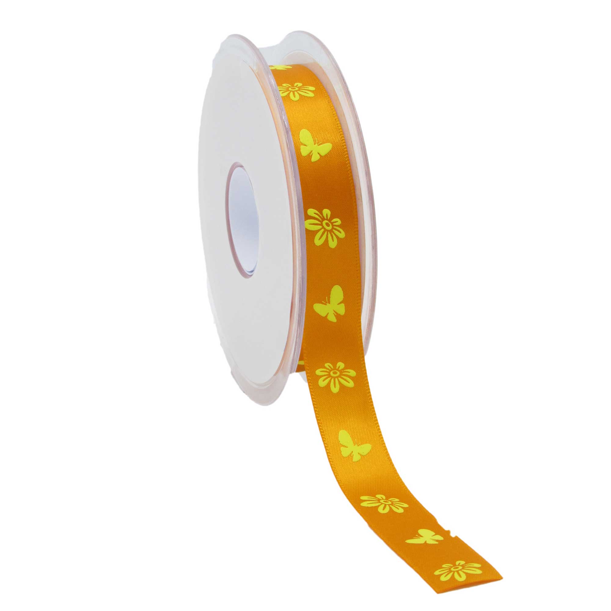 Afbeeldingen van Rol satijnlint 15 mm 25 mtr Lente oranje (ucl)