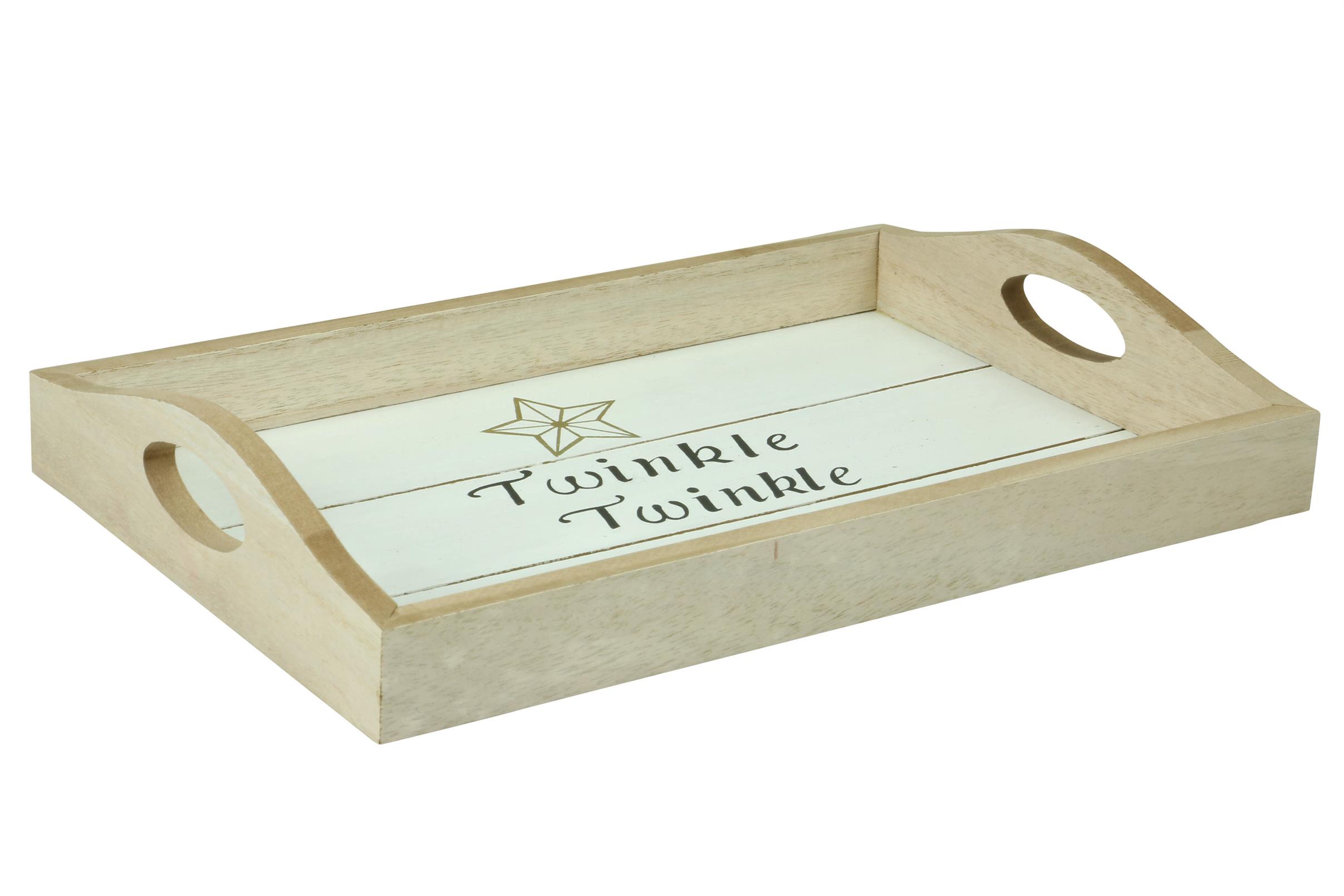 Afbeeldingen van Houten dienblad 30x20x5,3 cm Twinkle kerst