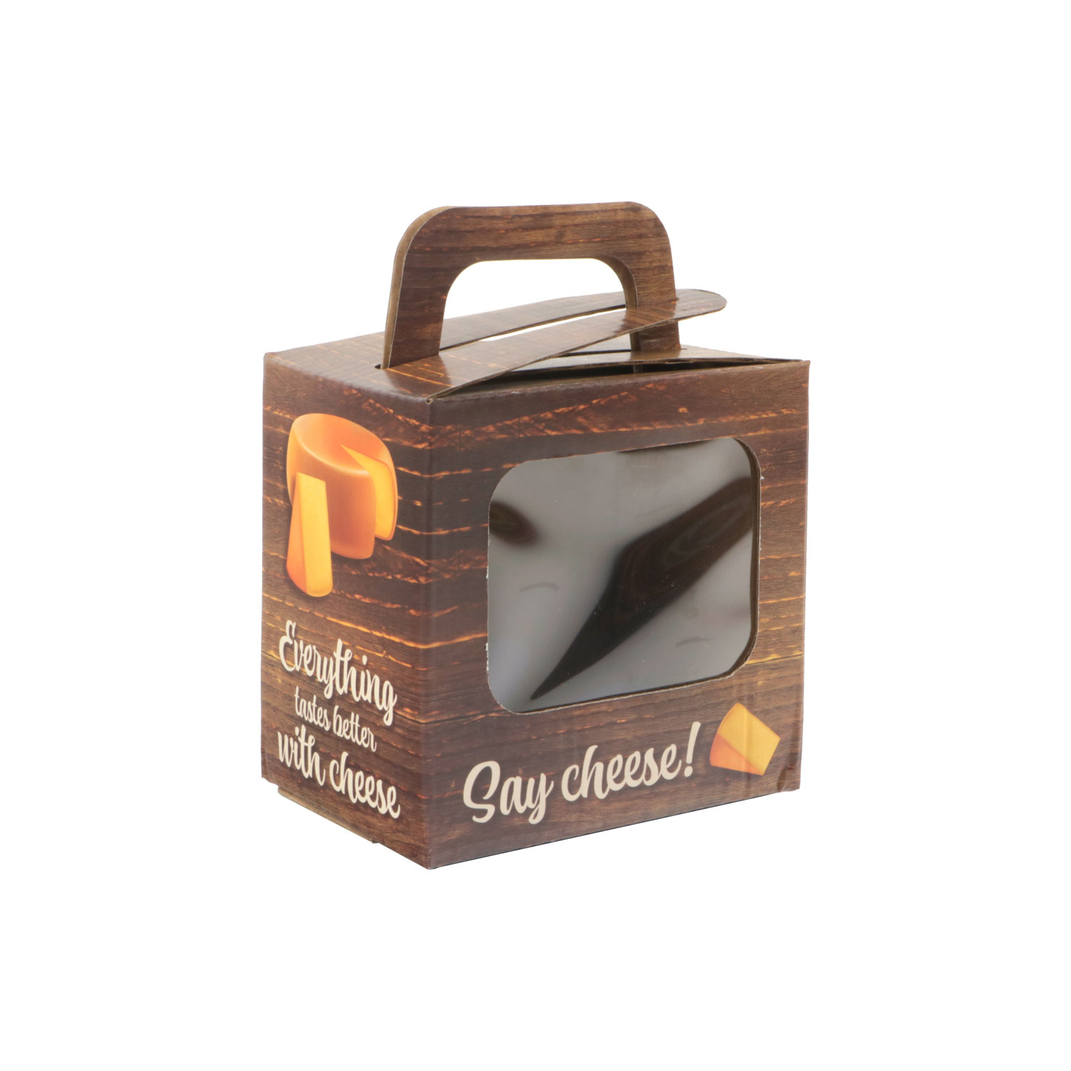 Afbeeldingen van Ds à 25 draagdoos met venster 11x7,7x11 cm  Let's get cheesy