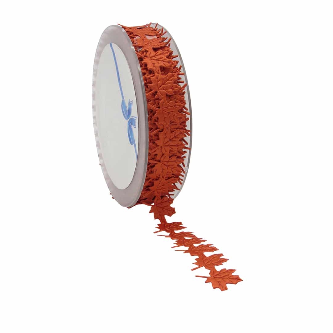 Afbeeldingen van Rol satijnlint 20 mm 14 mtr bladeren koper 