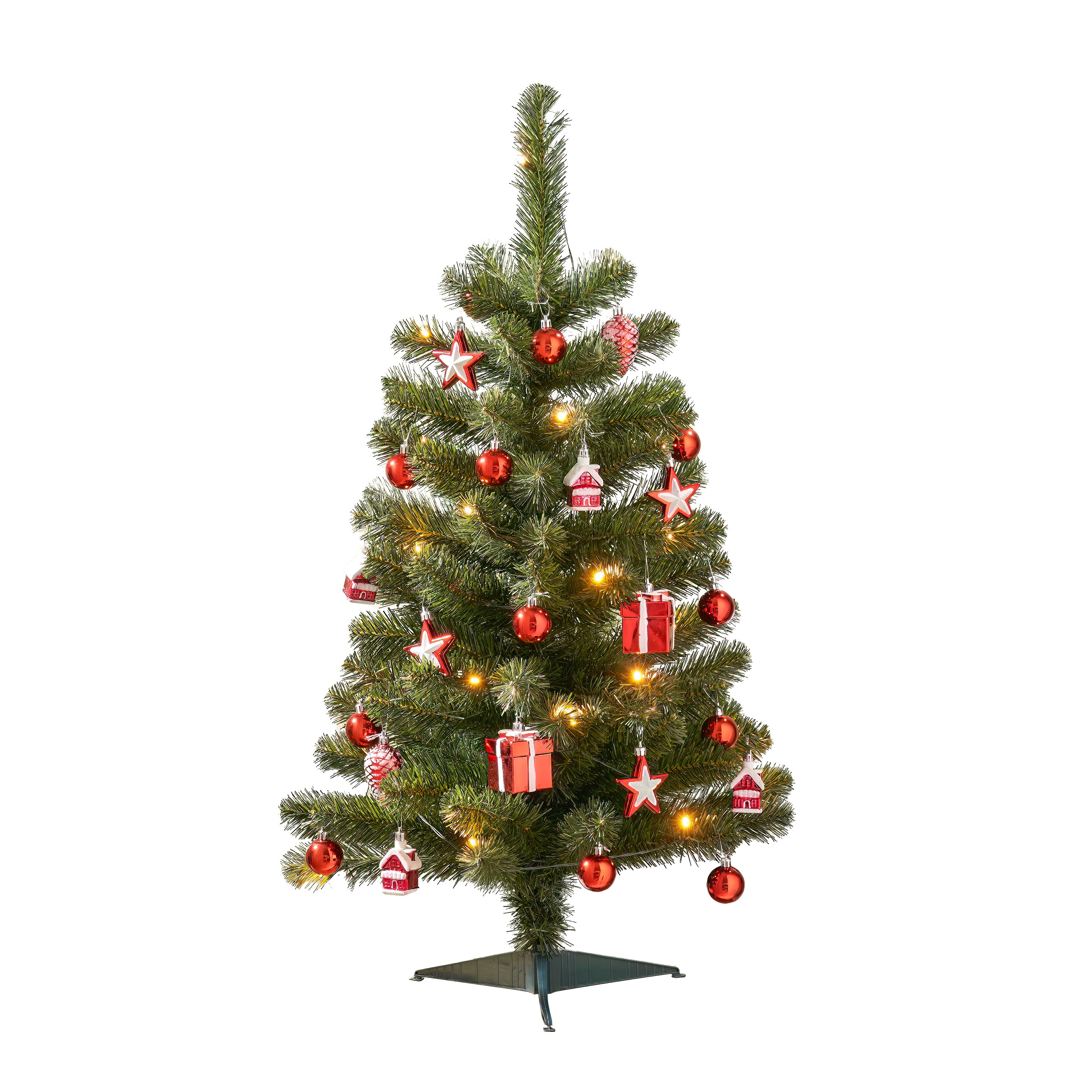 Picture of Kerstboom 50x90 cm met 30 led lampjes, 26 ornamenten en timer