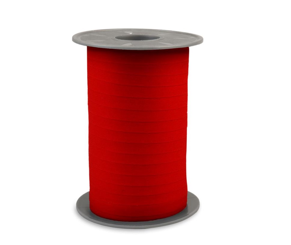 Afbeeldingen van Rol krullint 10 mm 100 mtr glitter kerst rood