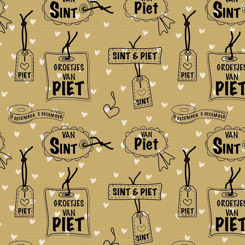 Afbeeldingen van Rol Sintpapier 50 cm 250 mtr kraft hartelijke groet van Sint