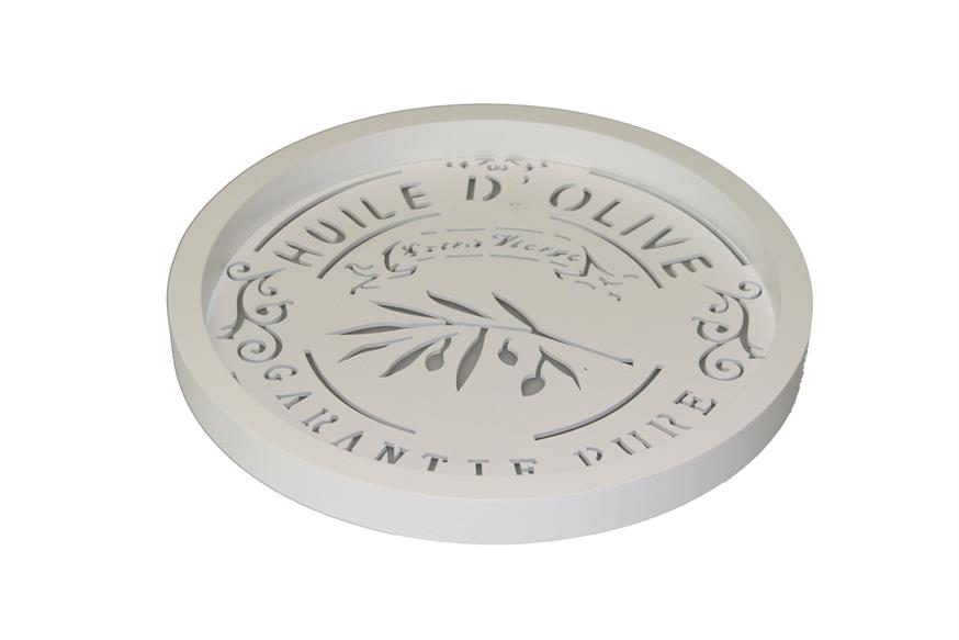Afbeeldingen van Houten dienblad rond, wit Olive r29x2,5 cm