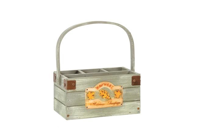 Afbeeldingen van Houten draagbak 25x15x13 cm 4 vakken Harvest (uc)