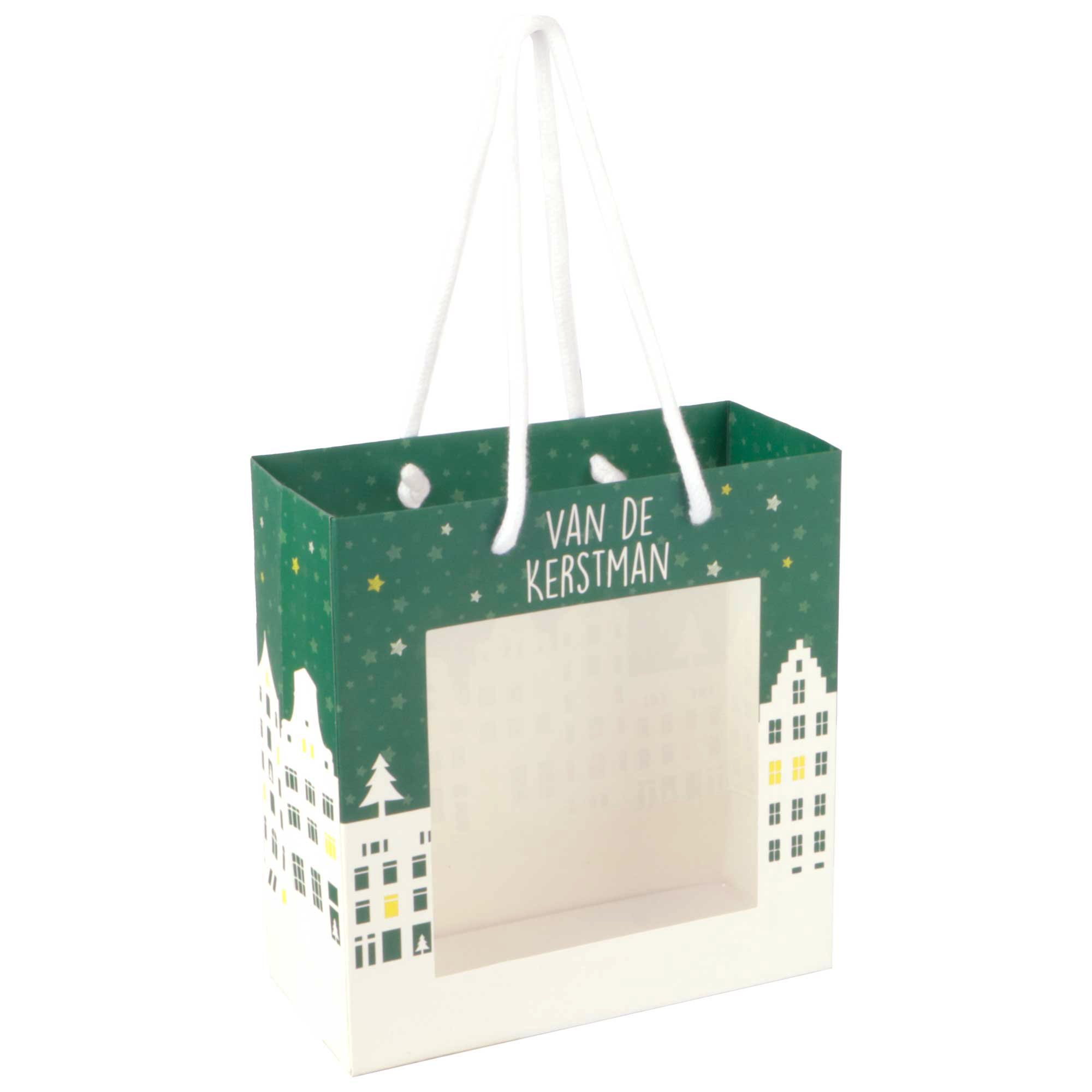 Afbeeldingen van Ds à 25 venstertas groen 18+8x19 cm van de Kerstman  