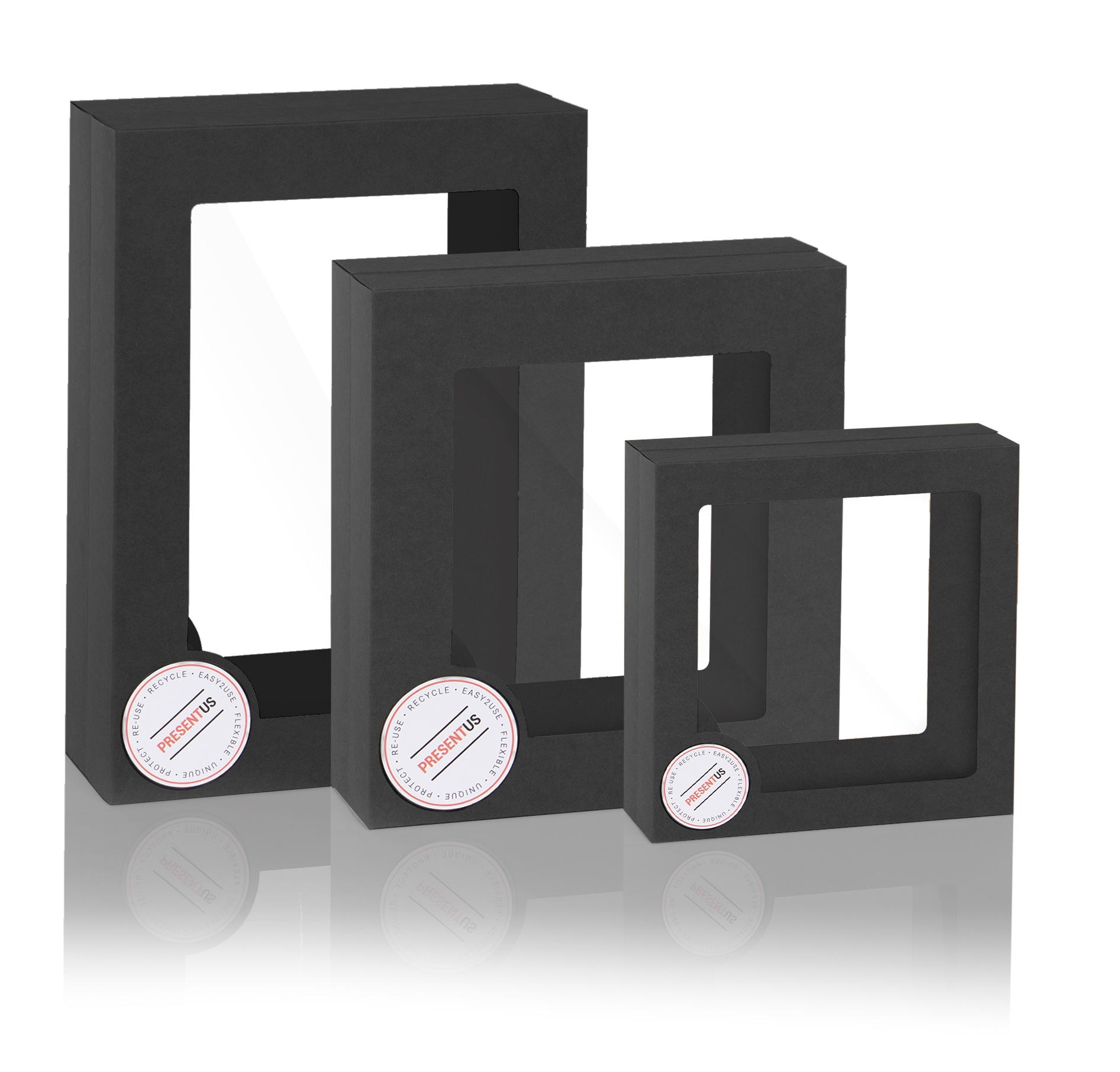 Afbeeldingen van Ds à 6 Presentus mat zwart 295x405x105 mm.