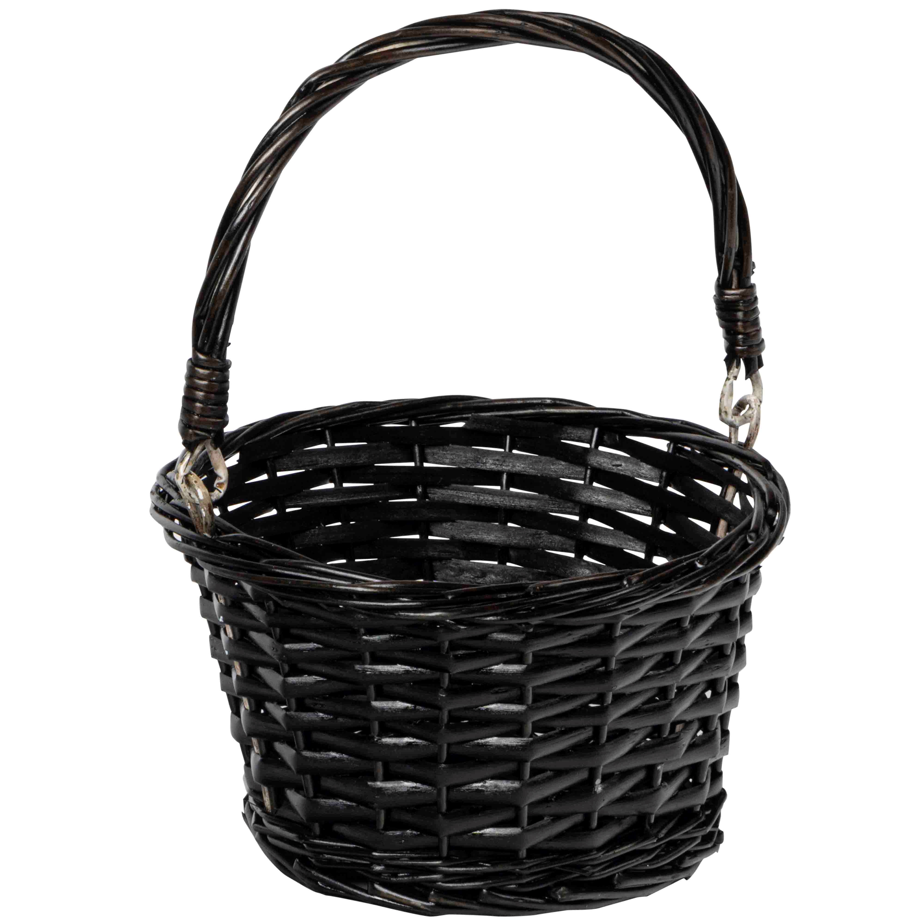 Afbeeldingen van Mand rond 20x12 cm zwart met hengsel