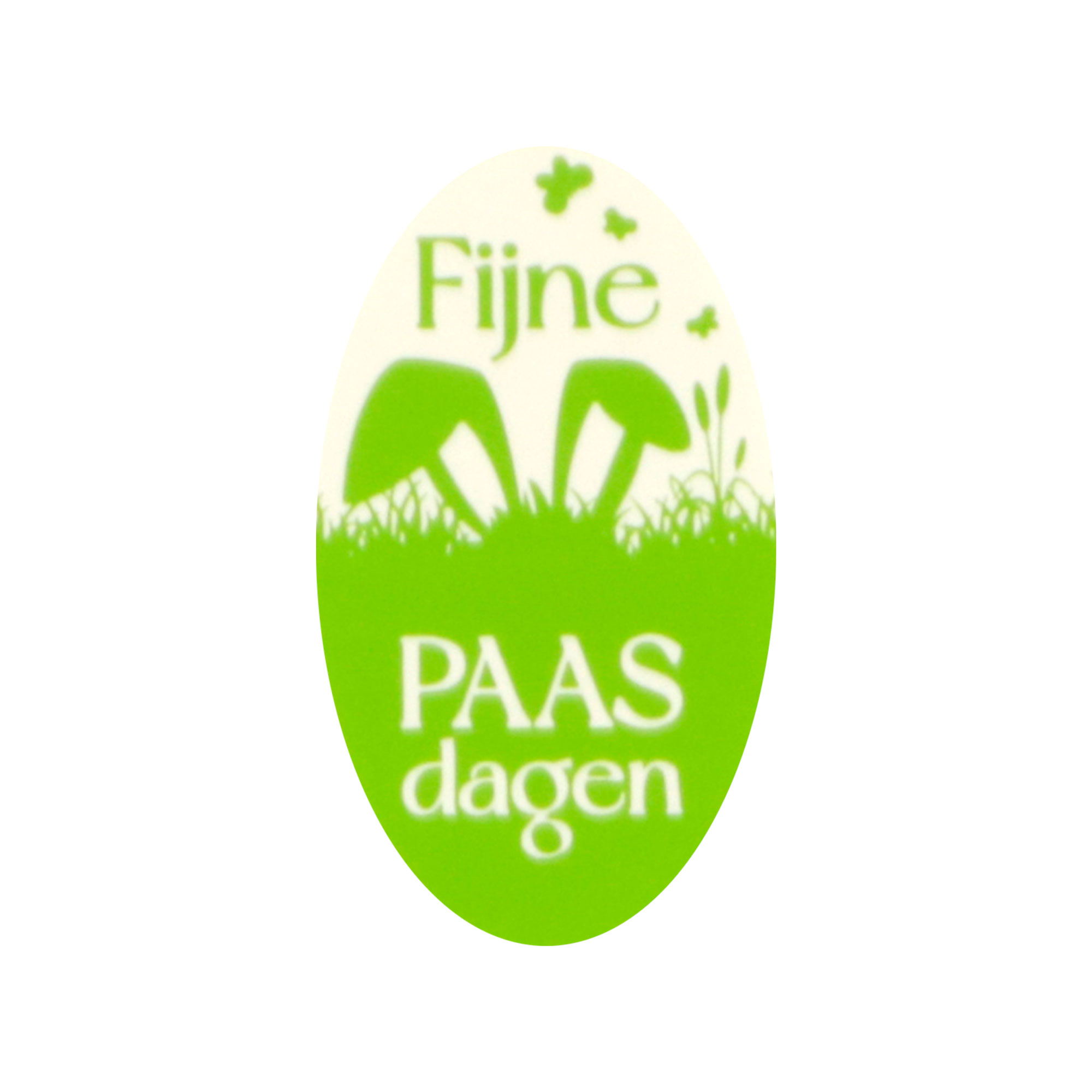 Afbeeldingen van Ds à 250 kado etiket ovaal 2,7x4,6 cm wit/groen Fijne Paasdagen 