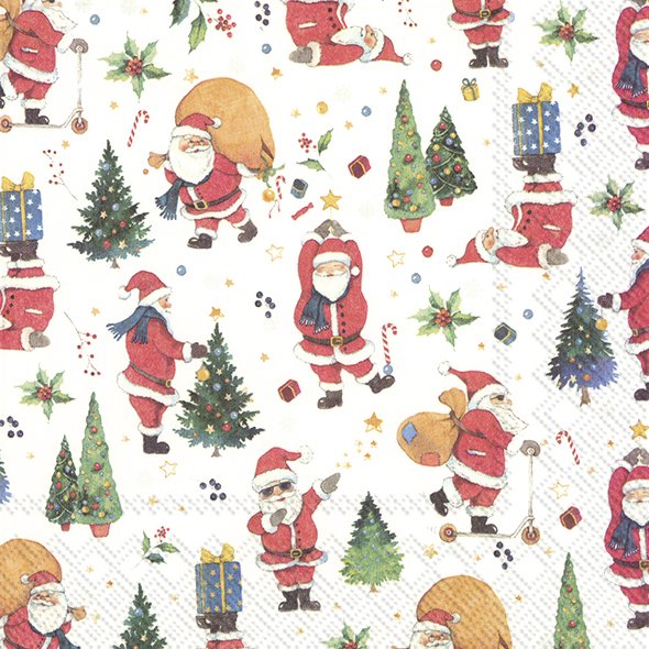Afbeeldingen van Pak à 20 servetten 33x33 cm 3 laags swingende kerstman (uc)