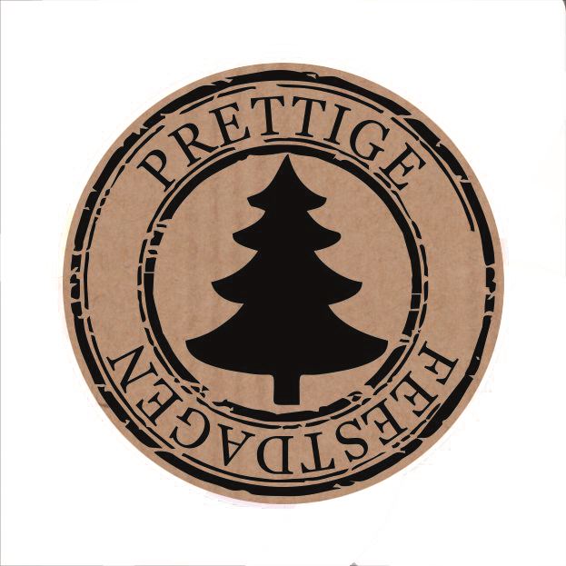 Afbeeldingen van Ds à 500 kado etiket Prettige Feestdagen zwart/kraft