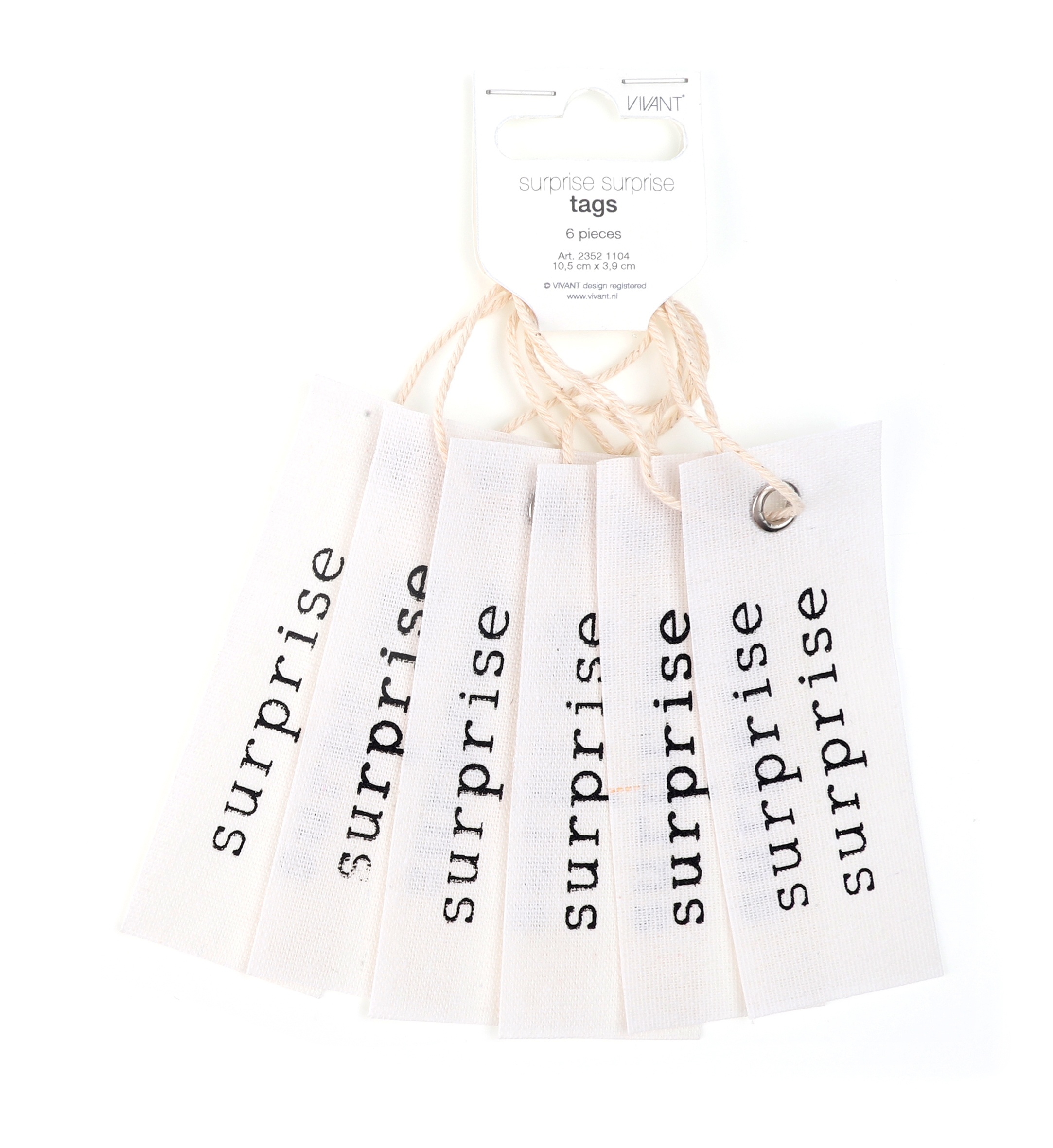 Afbeeldingen van Pak à 6 tag 10,5x3,9 cm Surprise (uc)