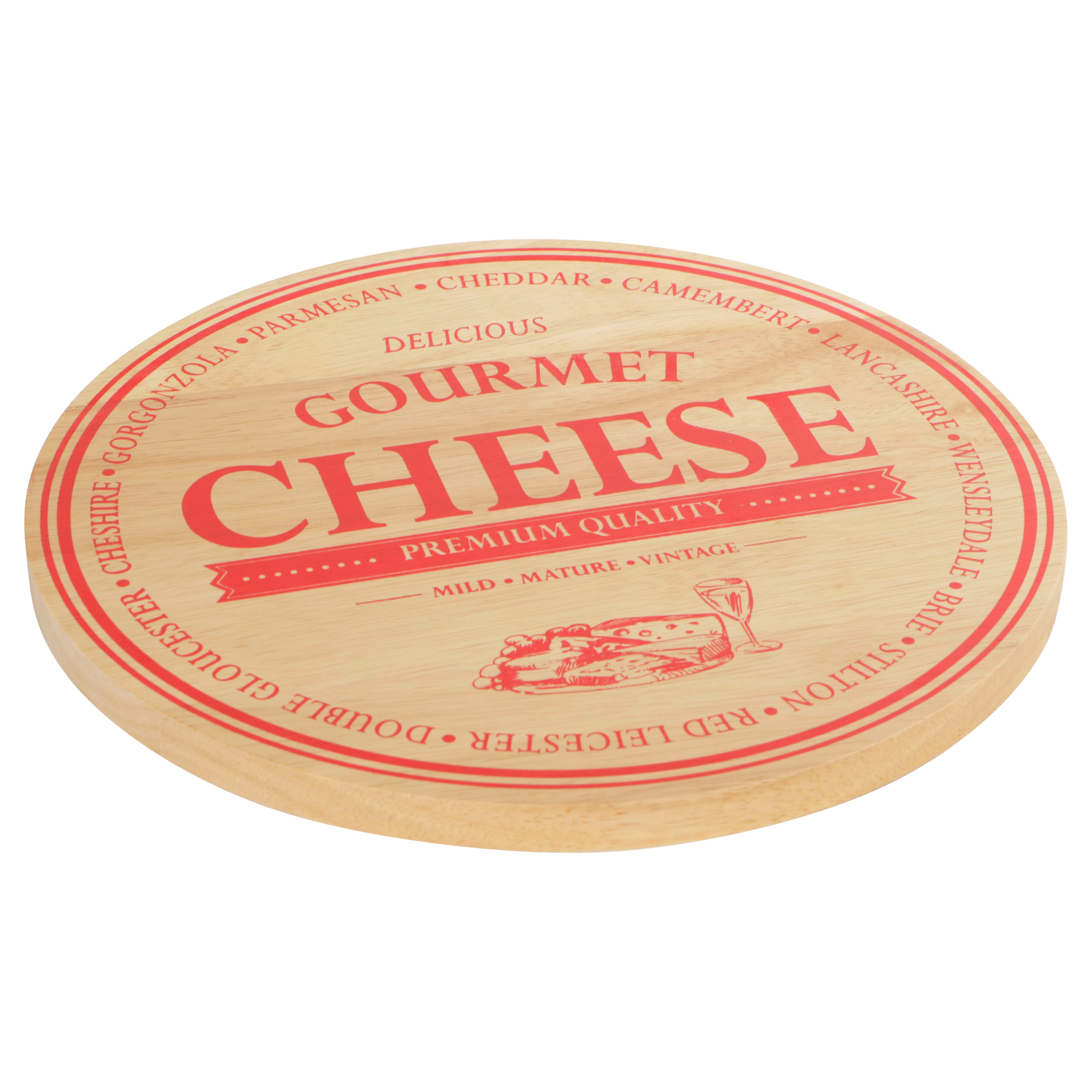 Afbeeldingen van Kaasplank rubberwood rond 30x1,5 cm Cheese (uc)