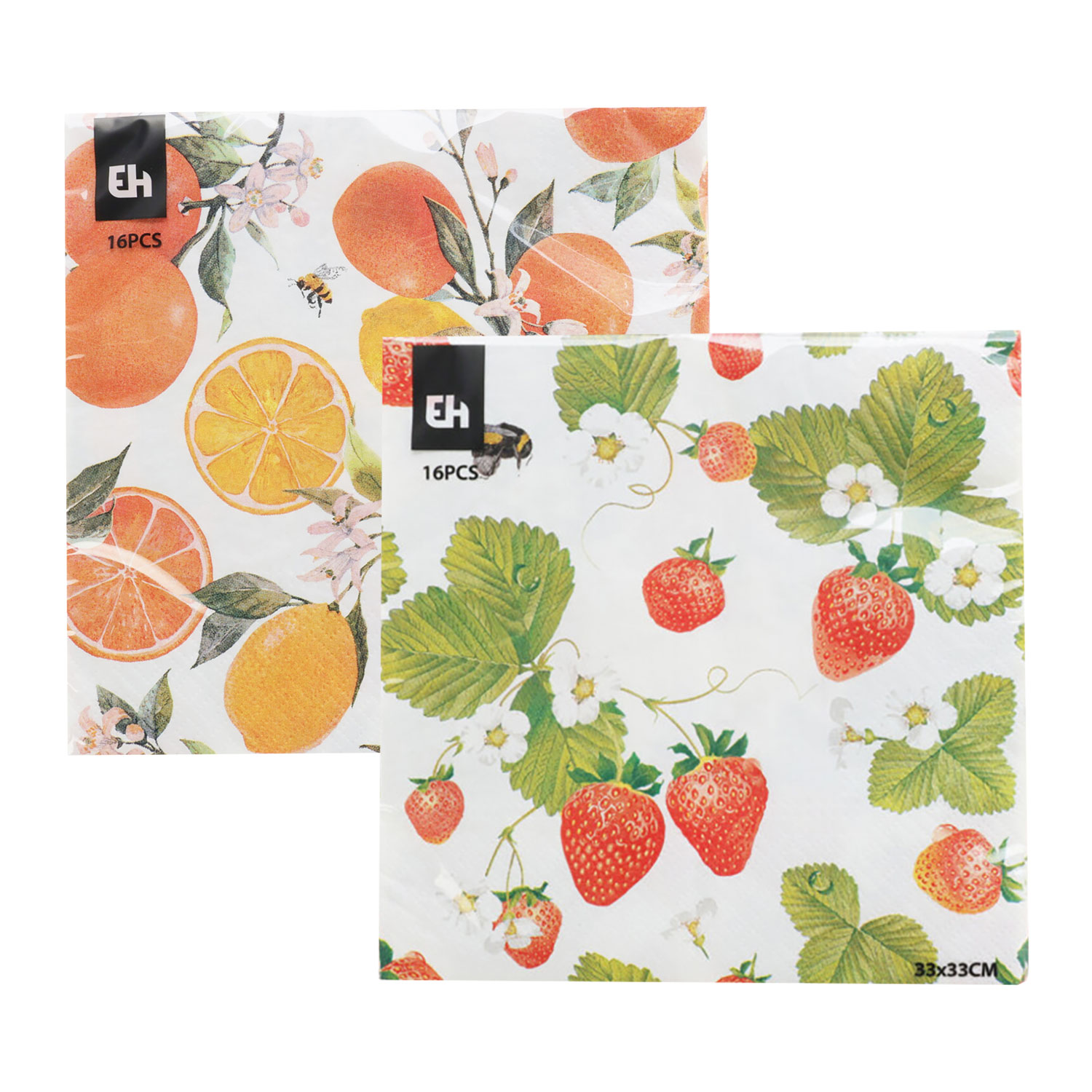 Afbeeldingen van Pak à 16 servetten 33x33 cm fruit assorti