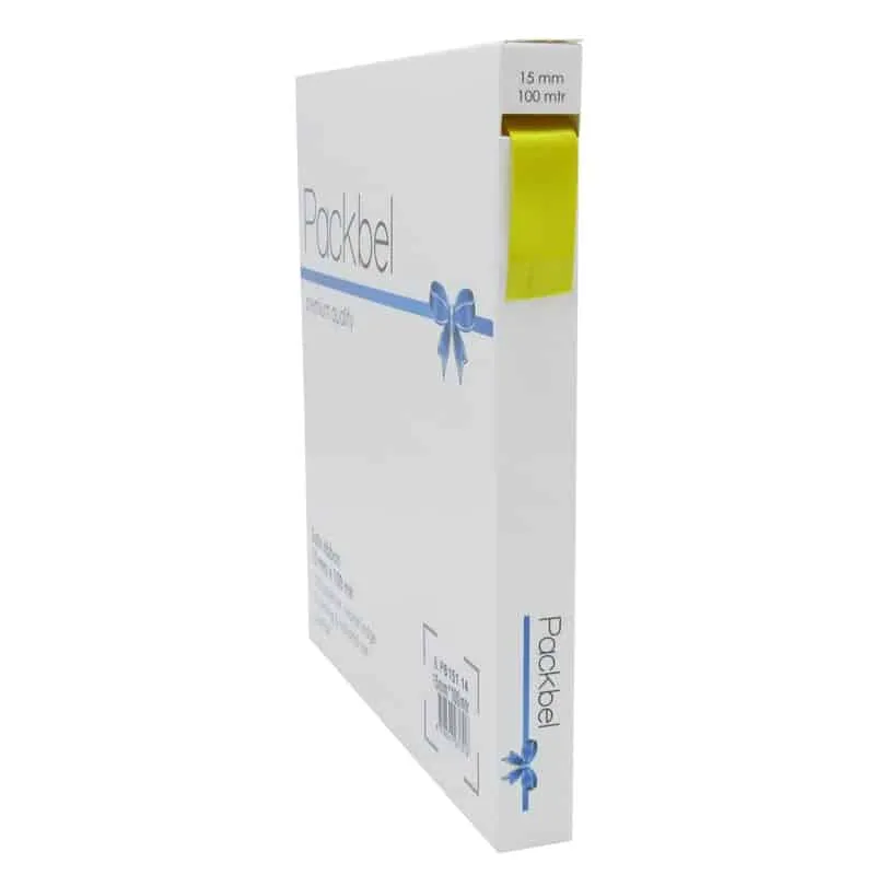 Afbeeldingen van Rol satijnlint 15 mm 100 mtr geel