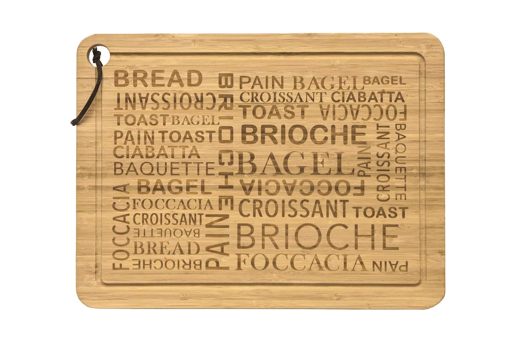 Afbeeldingen van Broodplank bamboe 40x30x2 cm met ophangoog