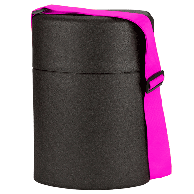 Afbeeldingen van Winecooler zwart 25x15x37 cm met magenta riem (ucl)