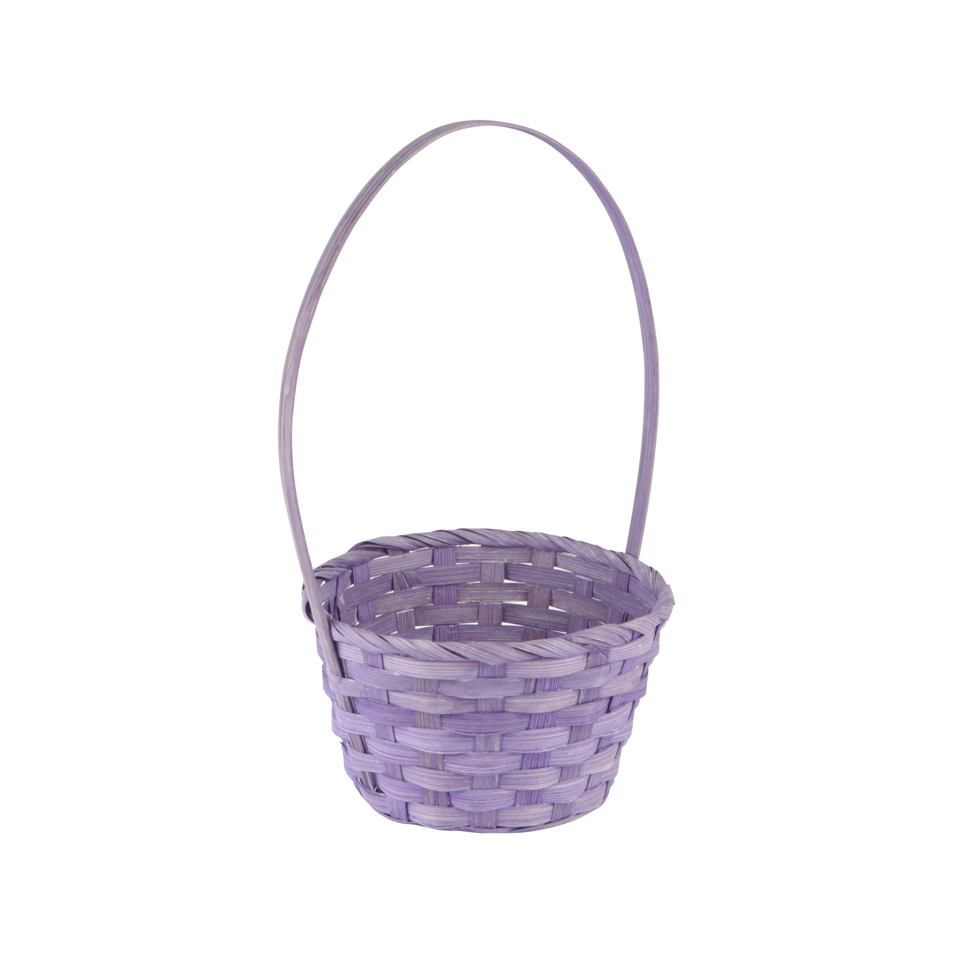Afbeeldingen van Mand bamboe met hengsel pastel lila ø17x10/29 cm