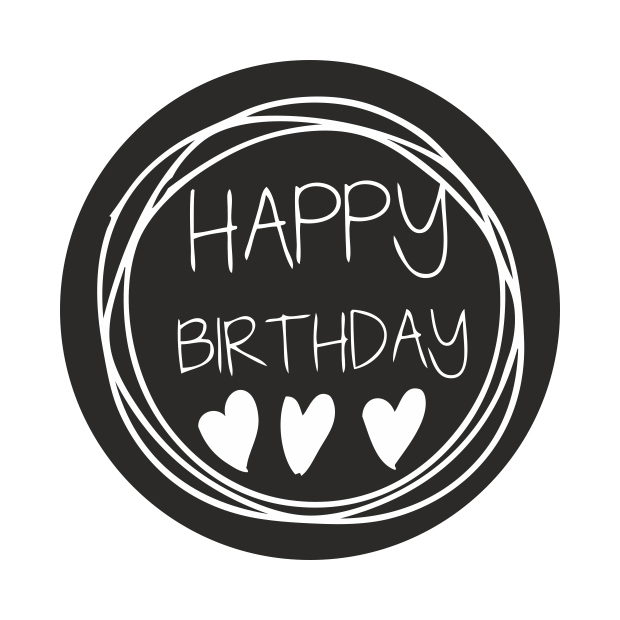 Afbeeldingen van Ds à 250 kado etiket 4,6 cm Happy birthday