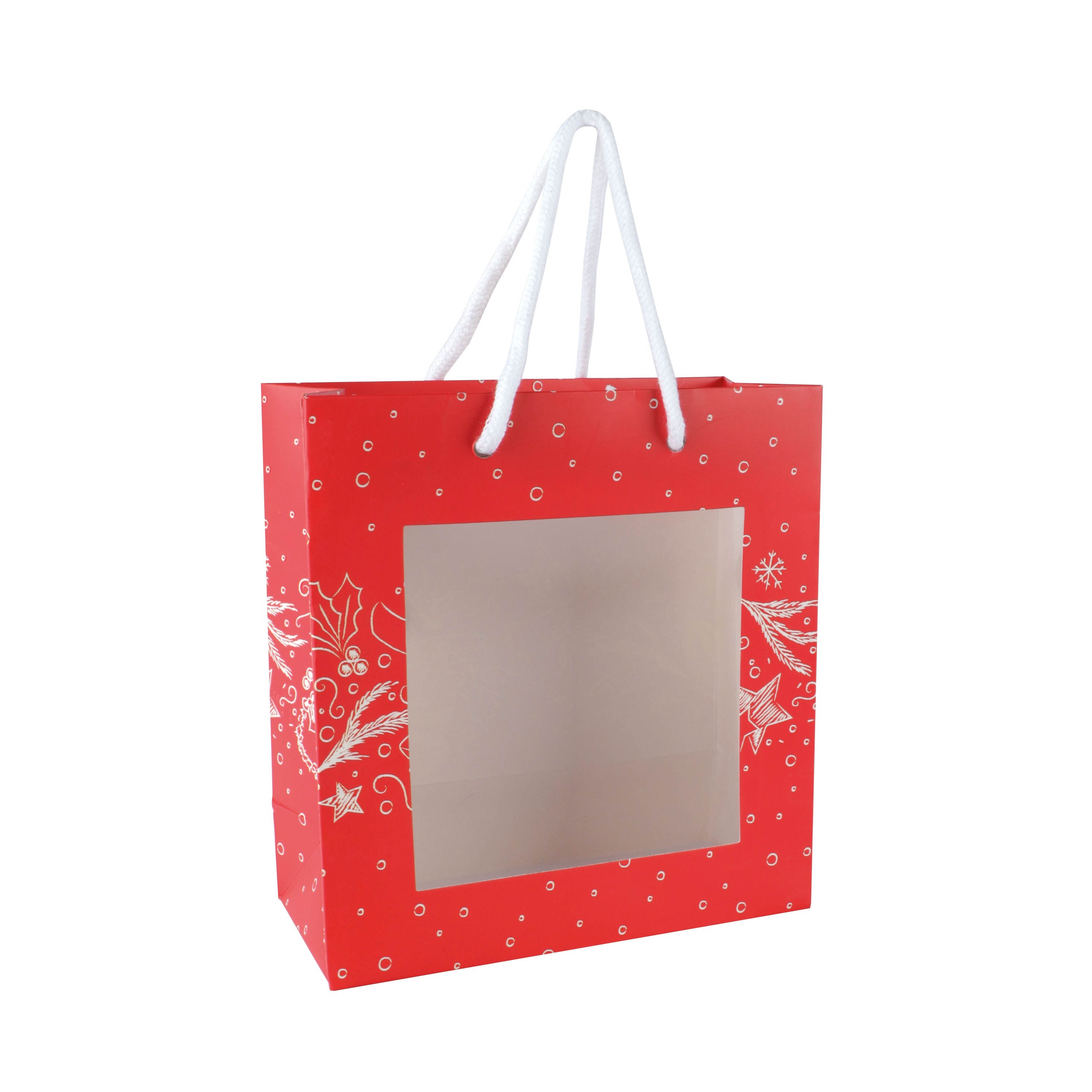 Afbeeldingen van Ds à 25 venstertas 18+8x19 cm Fijne feestdagen rood