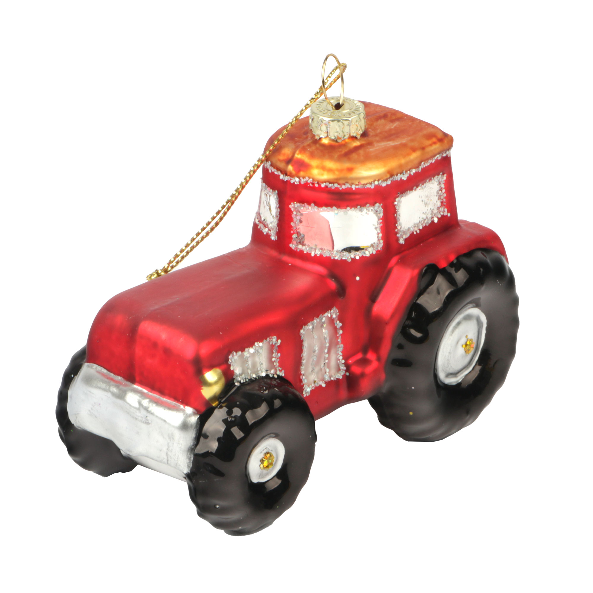 Afbeeldingen van Kerstbal 9x5x7 cm tractor  