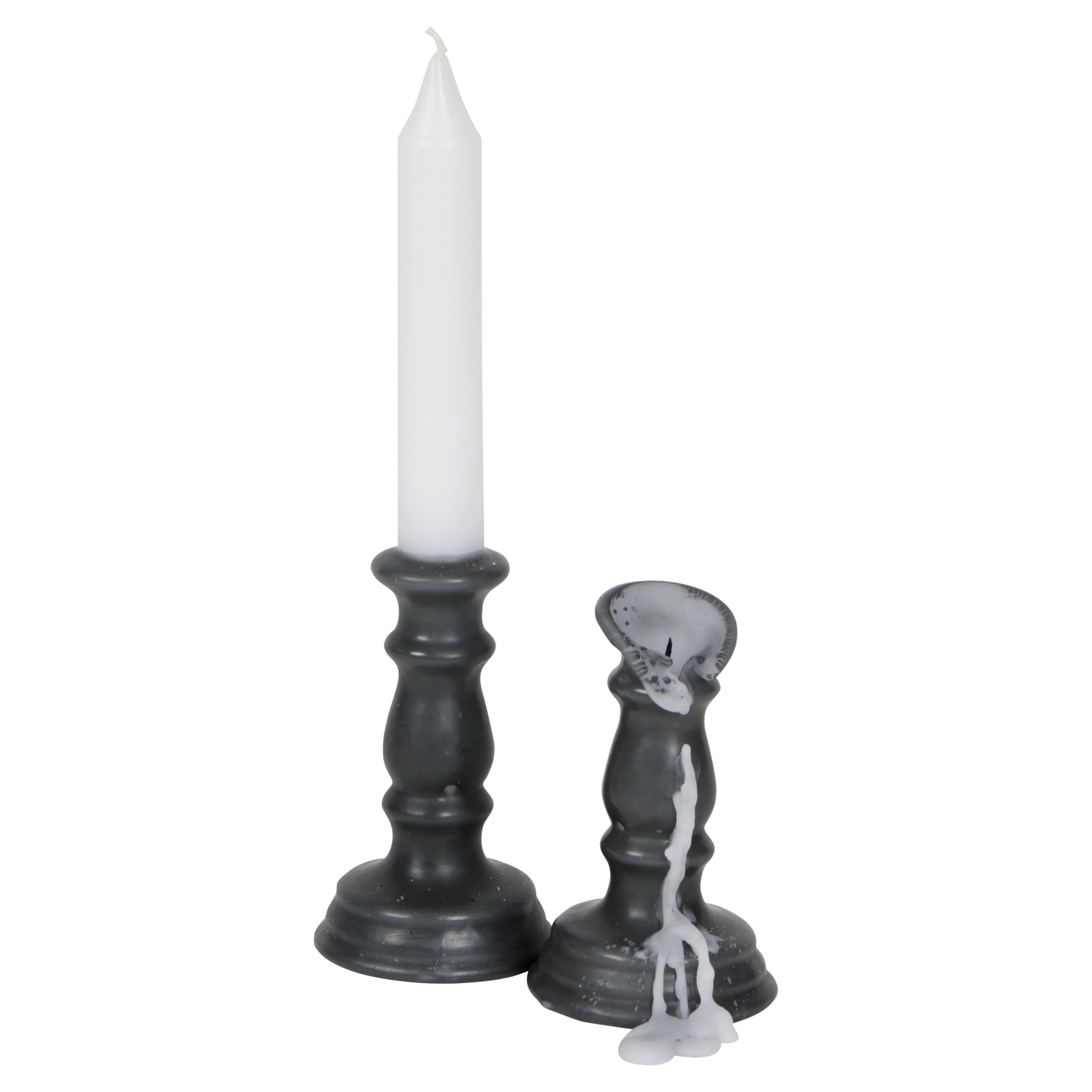 Afbeeldingen van Kandelaar kaars 29 cm wit/grijs