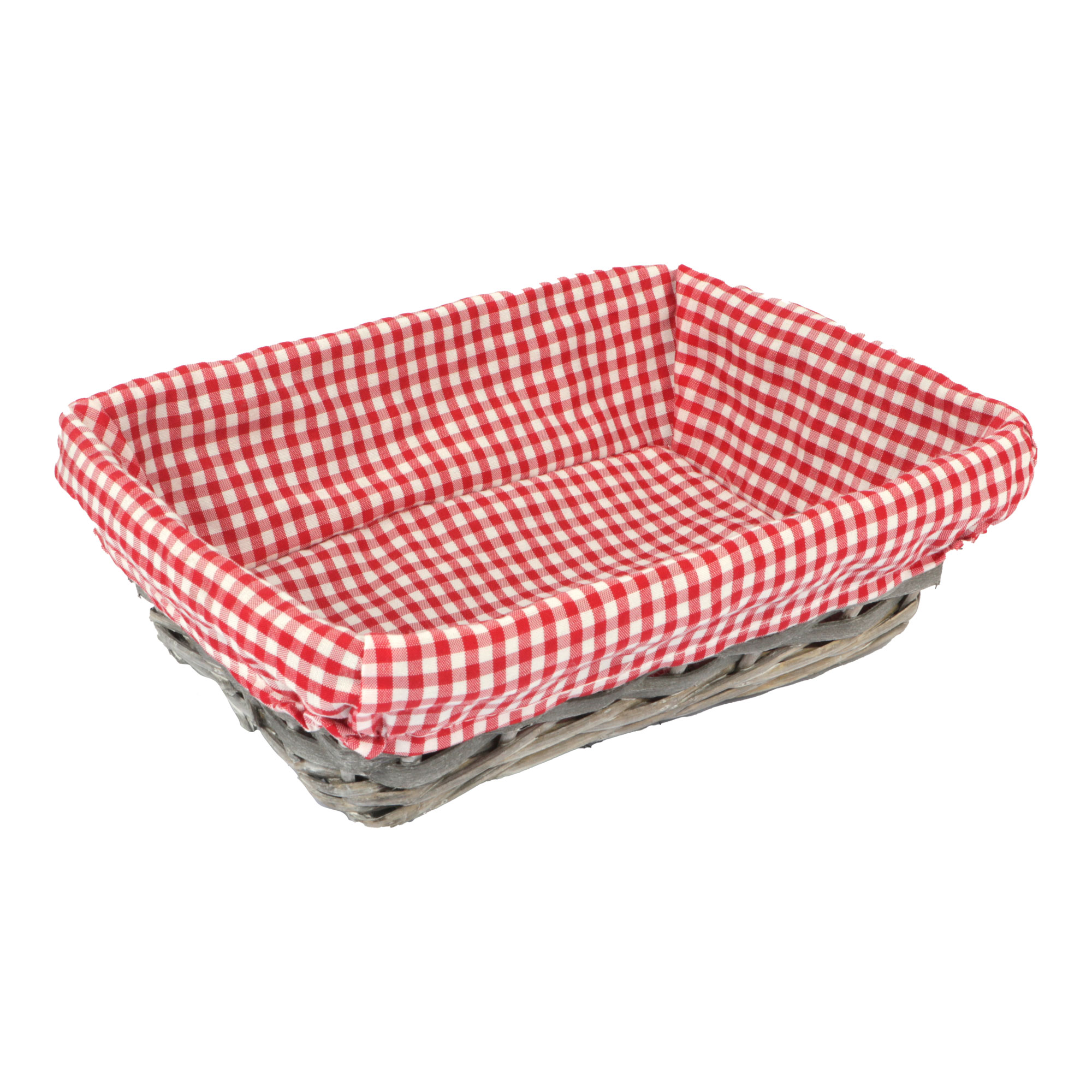 Afbeeldingen van Mand rechthoek 26x18x8 cm met rode ruit voering