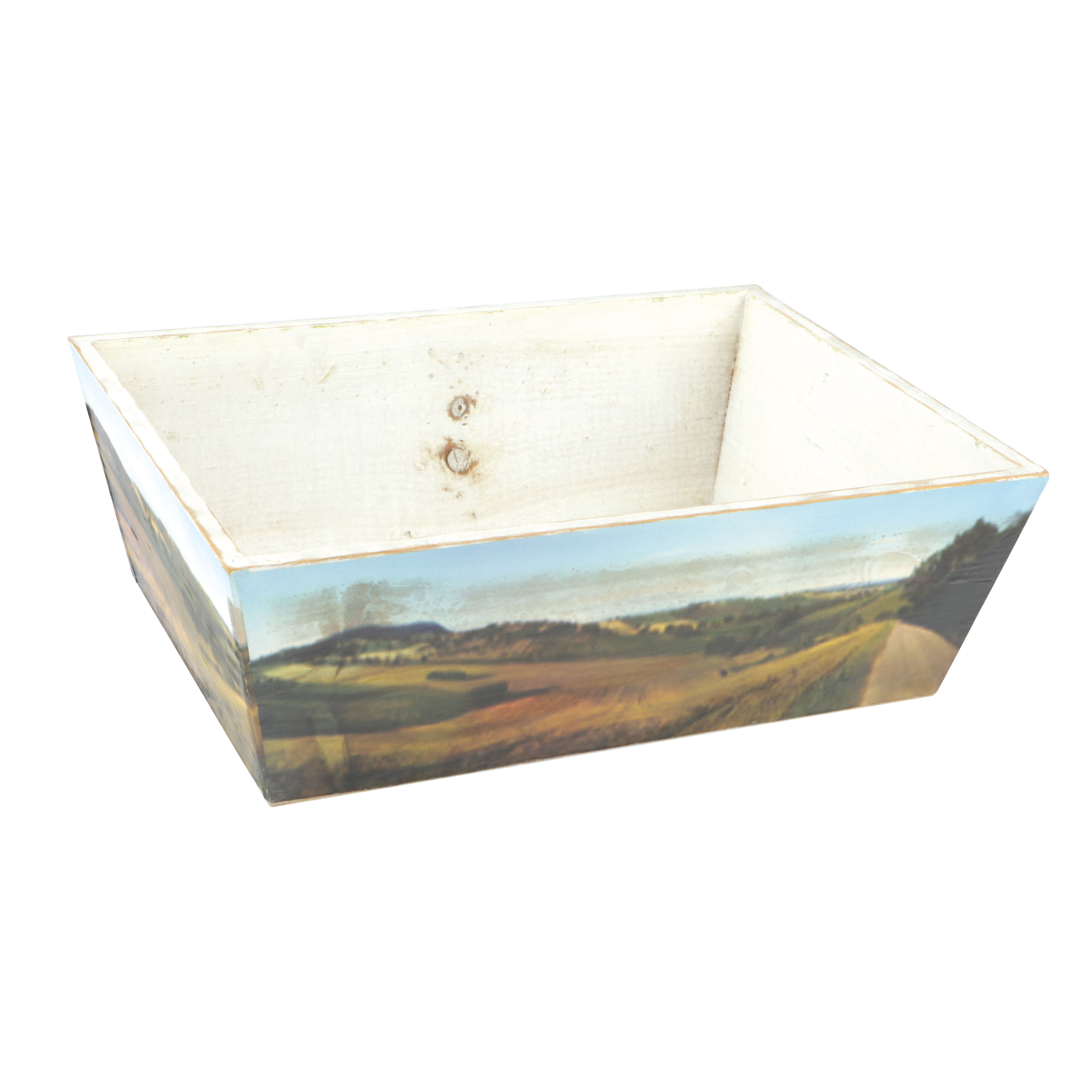 Afbeeldingen van Houten bak 31,5x23x10,5 cm landschap