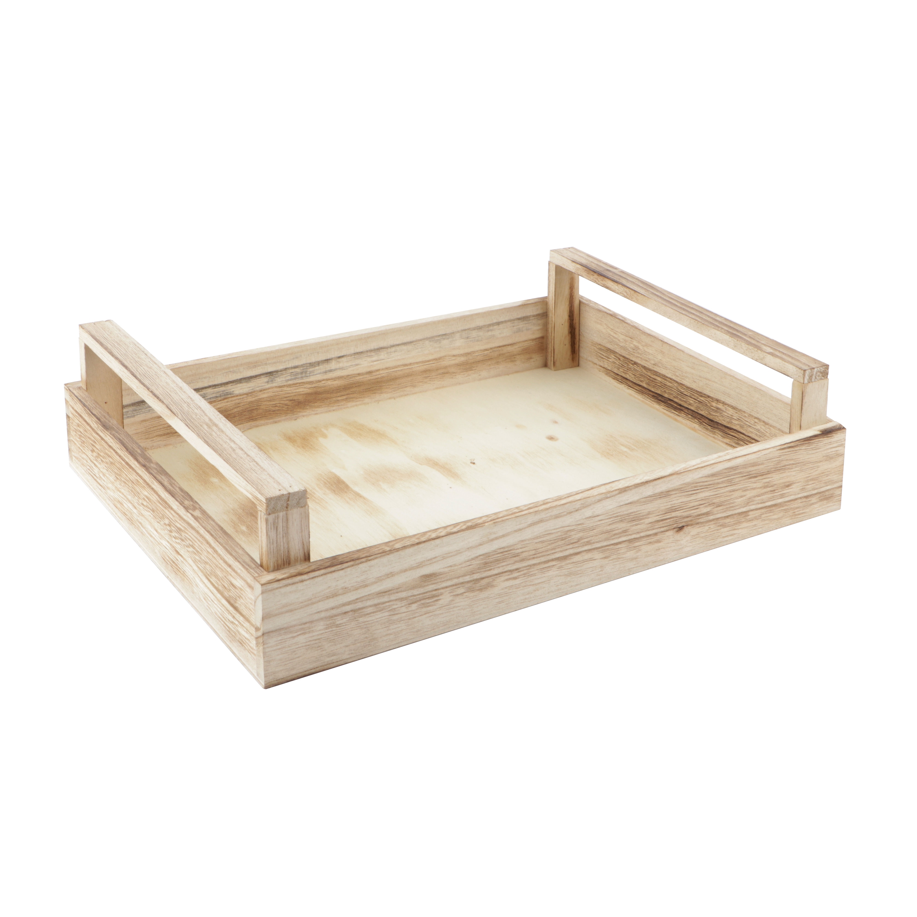 Afbeeldingen van Houten krat 32x21x7,5 cm met grepen