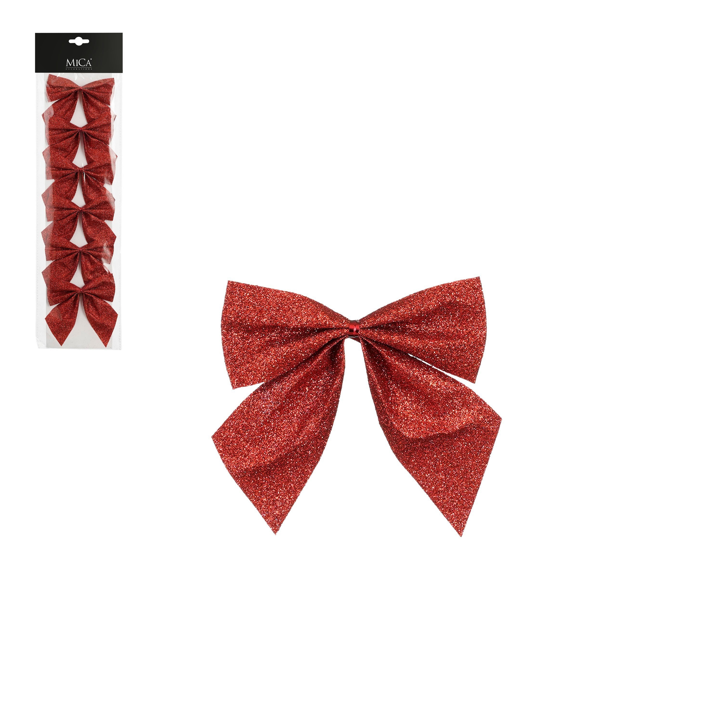 Afbeeldingen van Pak à 6 strik 12 cm rood