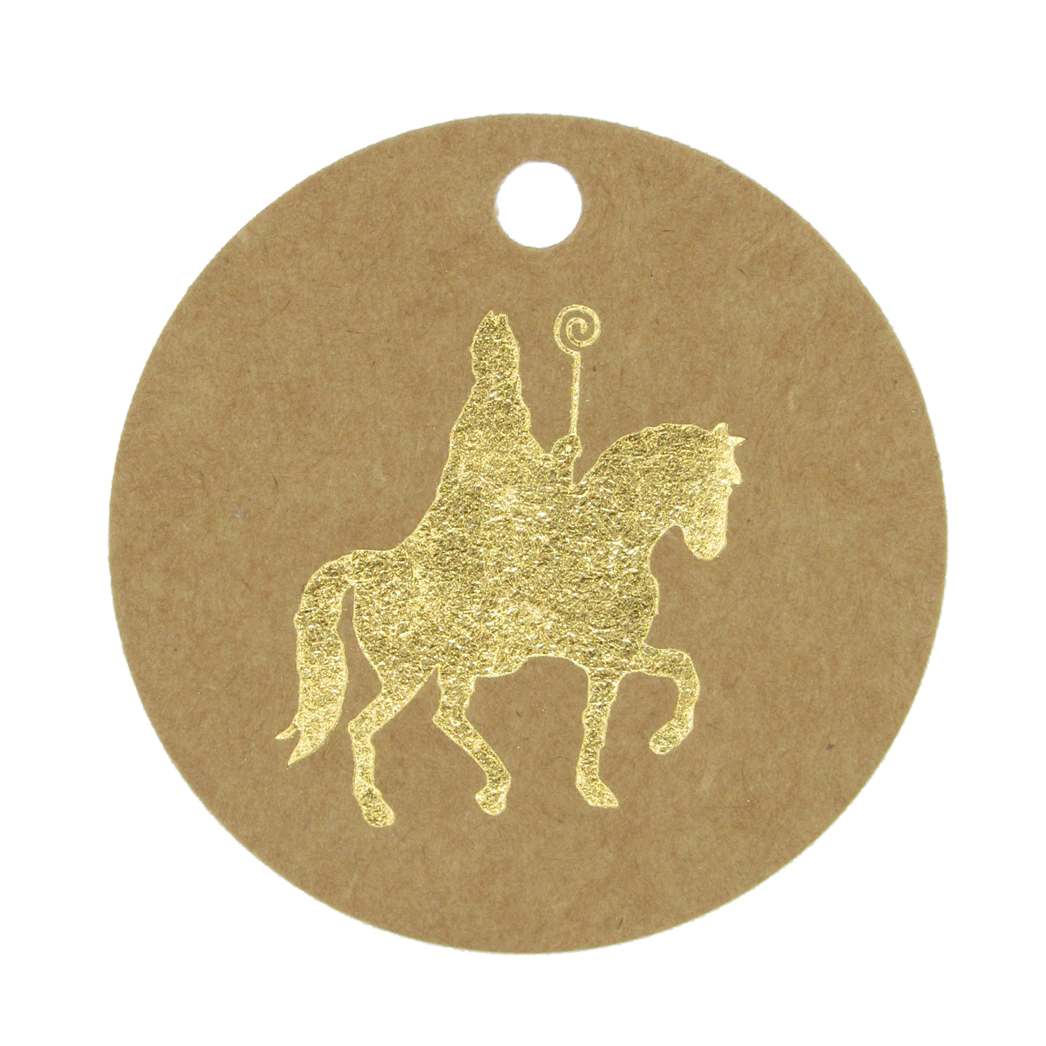 Afbeeldingen van Zak à 50 hangkaartje 5 cm kraft Sinterklaas