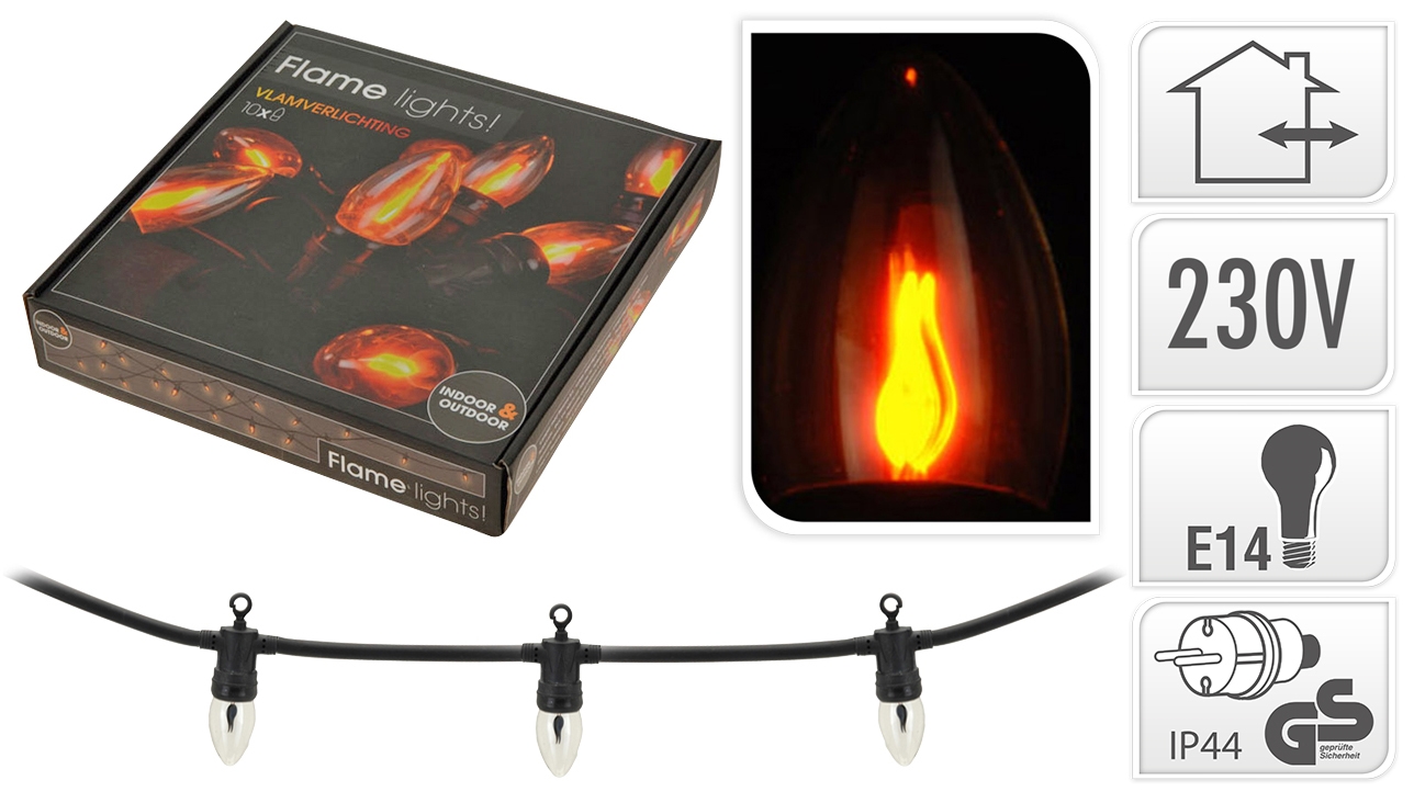Afbeeldingen van Vlamverlichting 10 lampen voor binnen en buiten