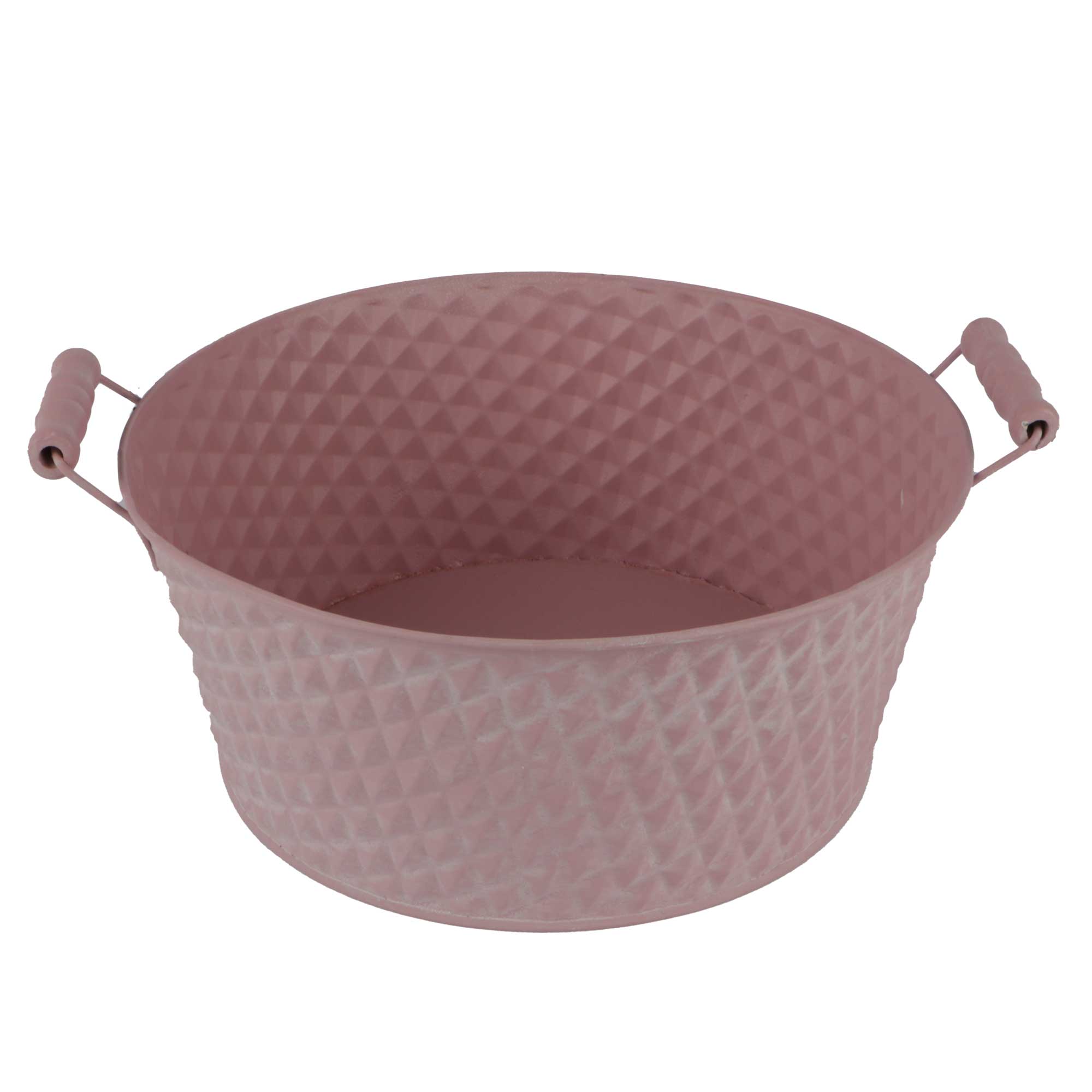 Afbeeldingen van Metalen bak 26,5x11,5 cm pastel roze met handvatten