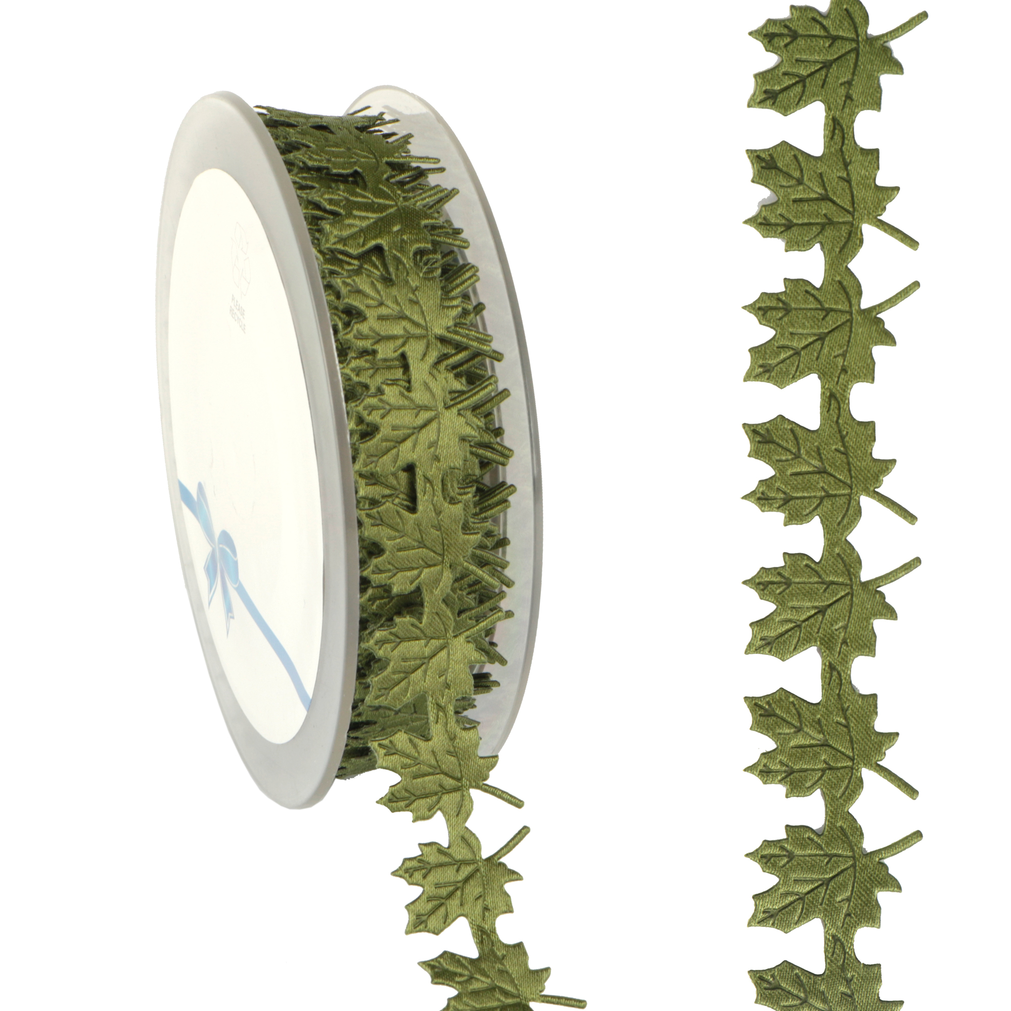 Afbeeldingen van Rol satijnlint 20 mm 14 mtr bladeren donkergroen