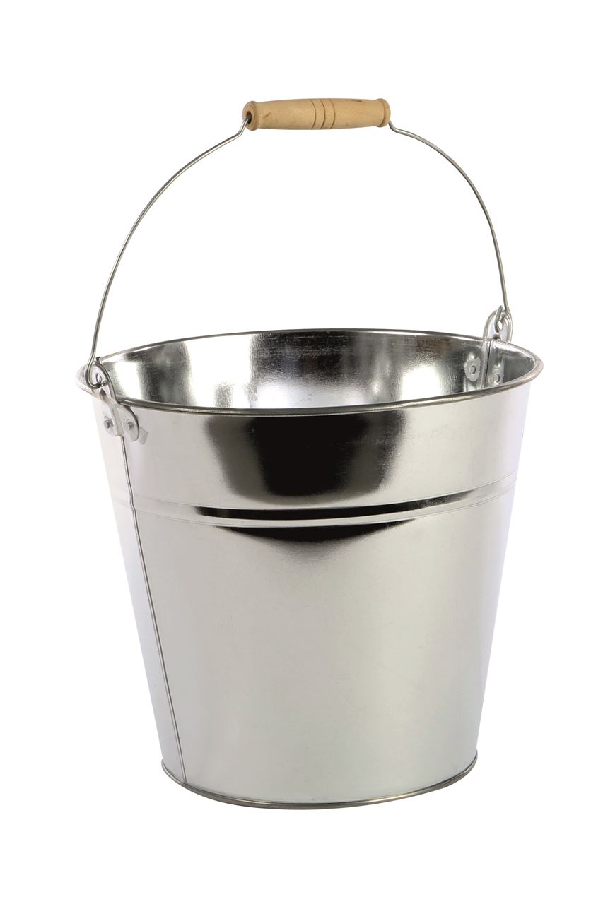 Afbeeldingen van Zinken emmer 29,5/20,5x26,5 cm 12 ltr met houten greep