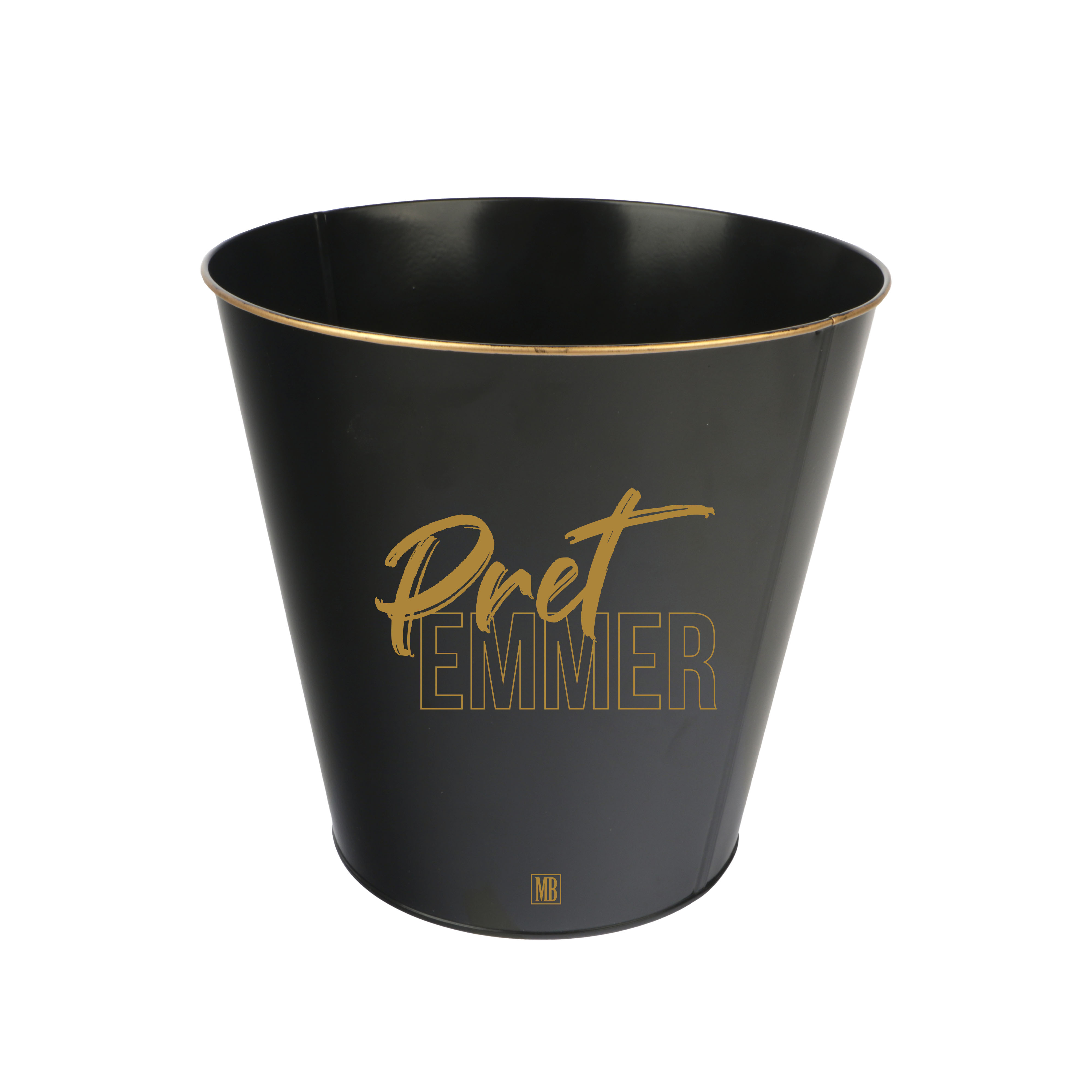 Afbeeldingen van Emmer 24/16x23 cm zwart, Pret Emmer in goud