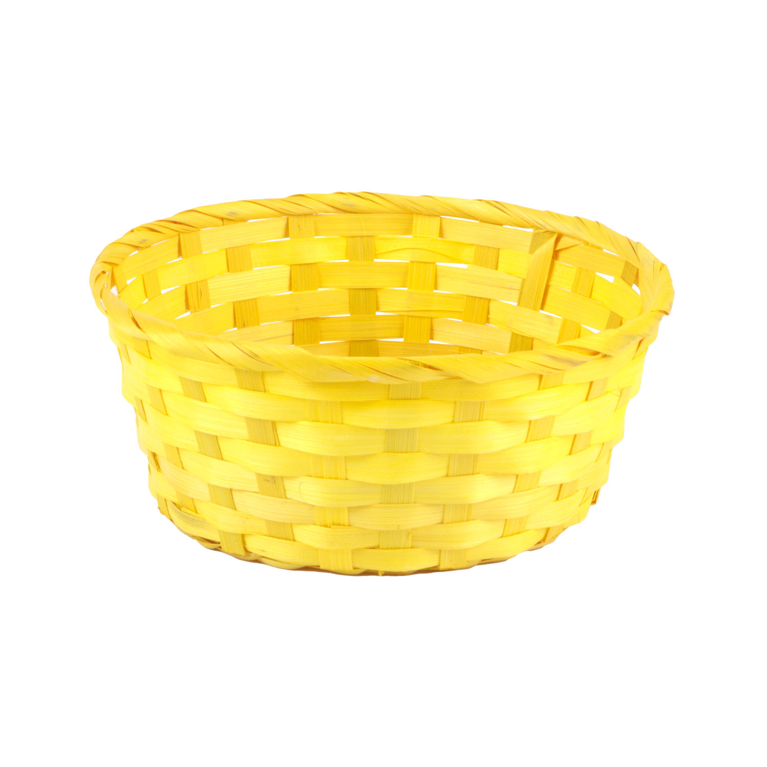 Afbeeldingen van Bamboe mand rond 20x10 cm geel