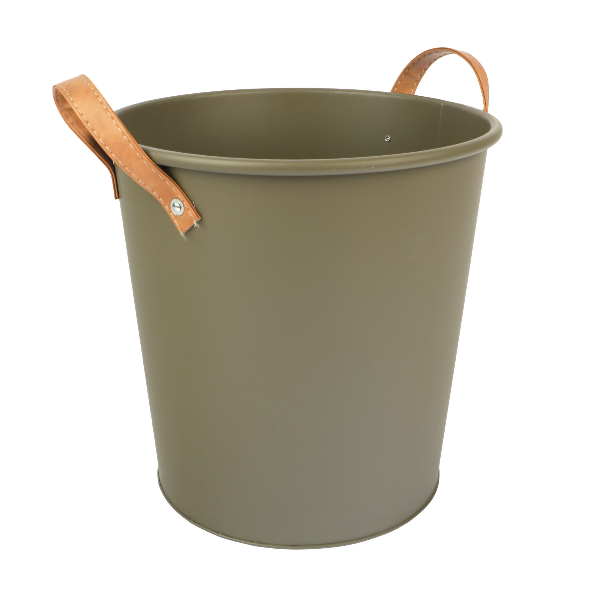 Afbeeldingen van Metalen emmer 30/23x30 cm legergroen met grepen