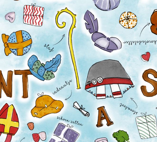 Afbeeldingen van Rol Sintpapier 30 cm 125 mtr Sint klein (uc) 